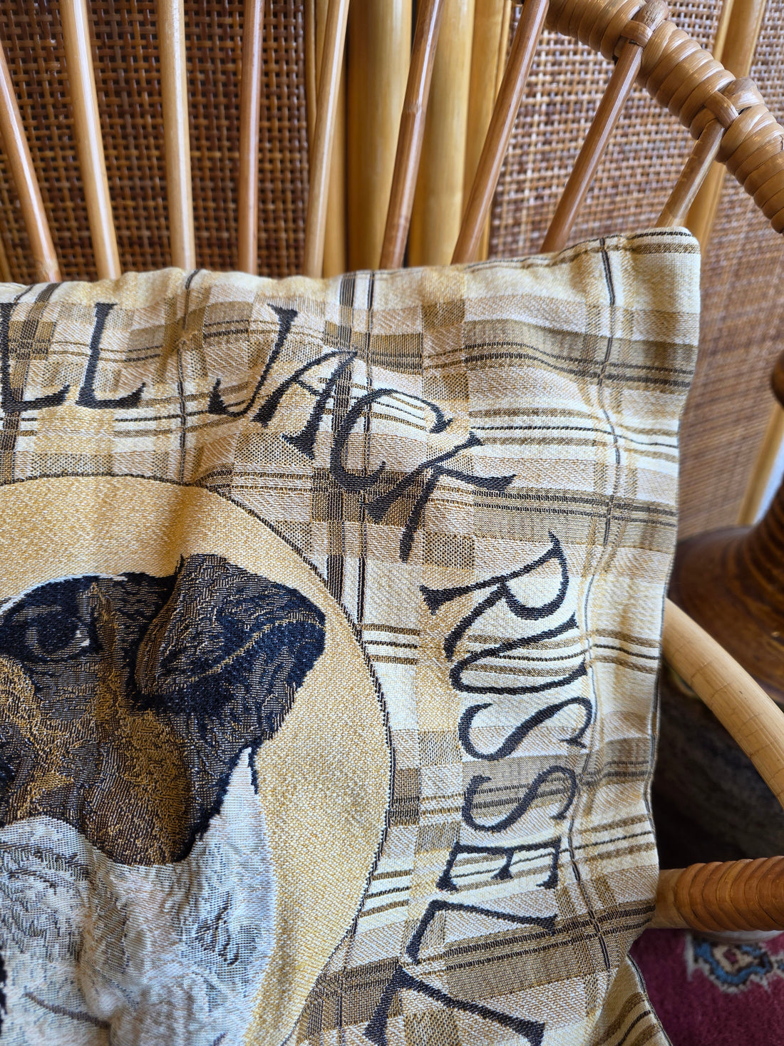 Gobelin kussenhoes Jack Russell hond vintage