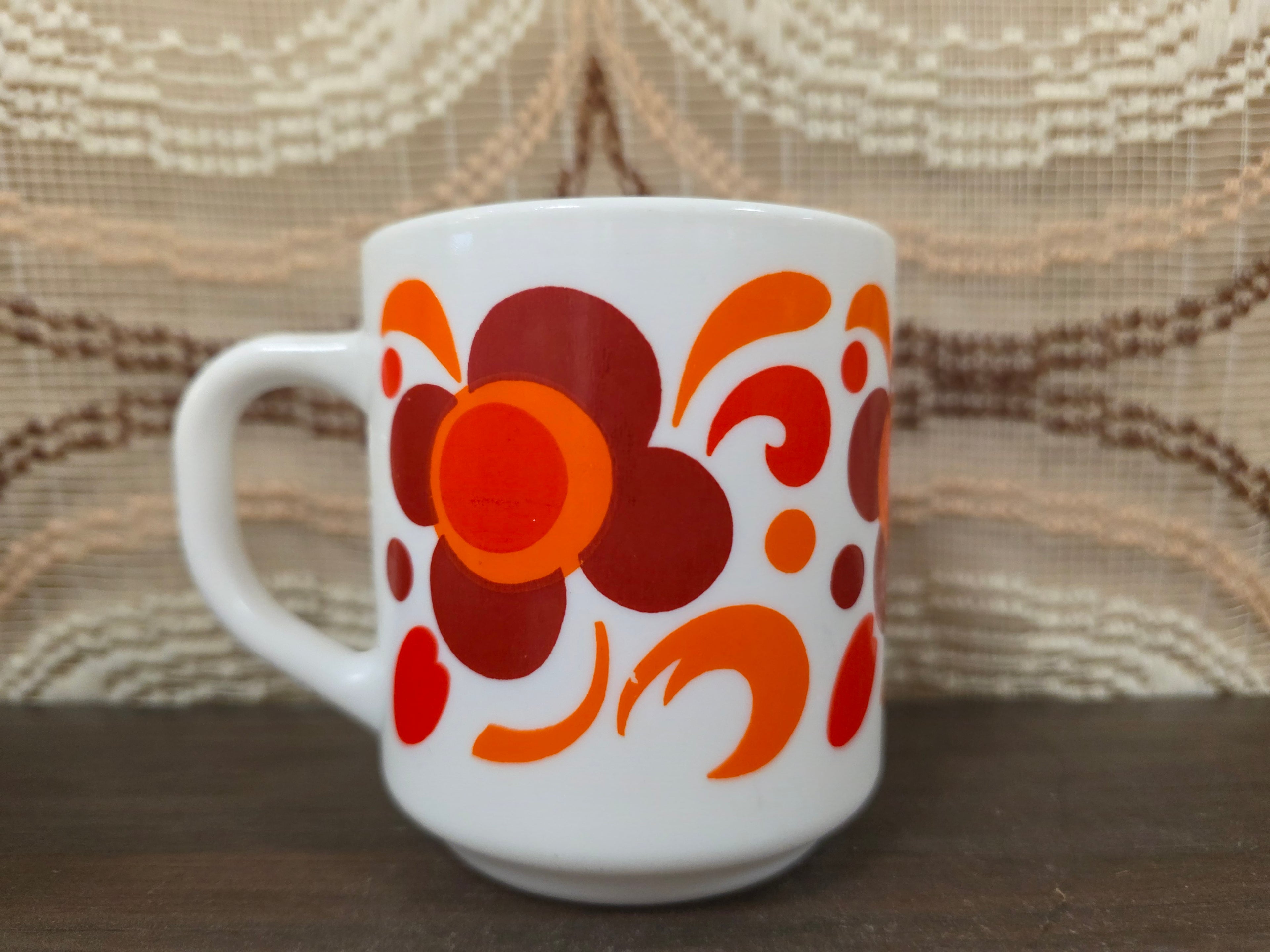 Arcopal beker oranje rode bloemen Knorr
