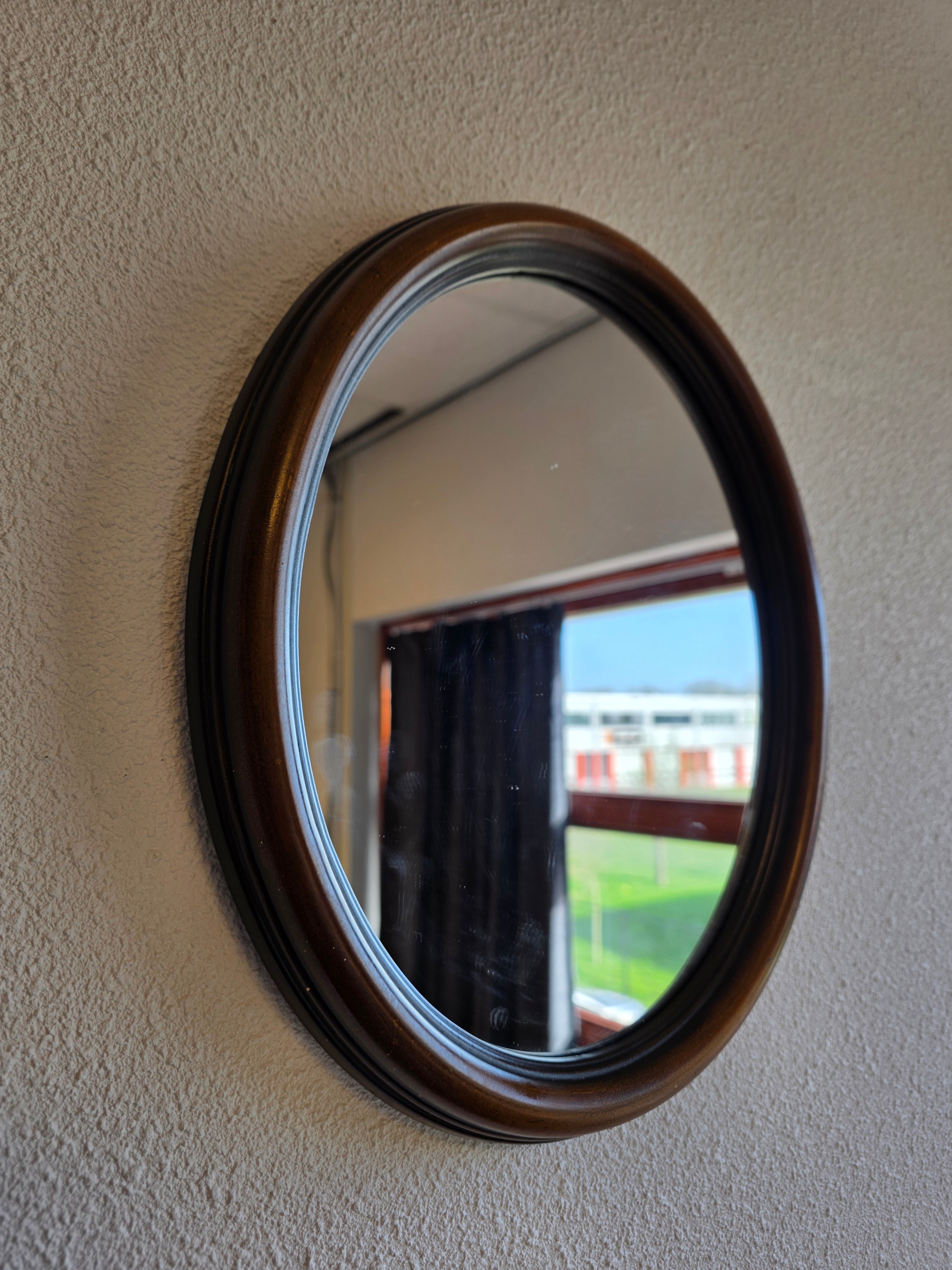 Vintage ovale spiegel met houten lijst