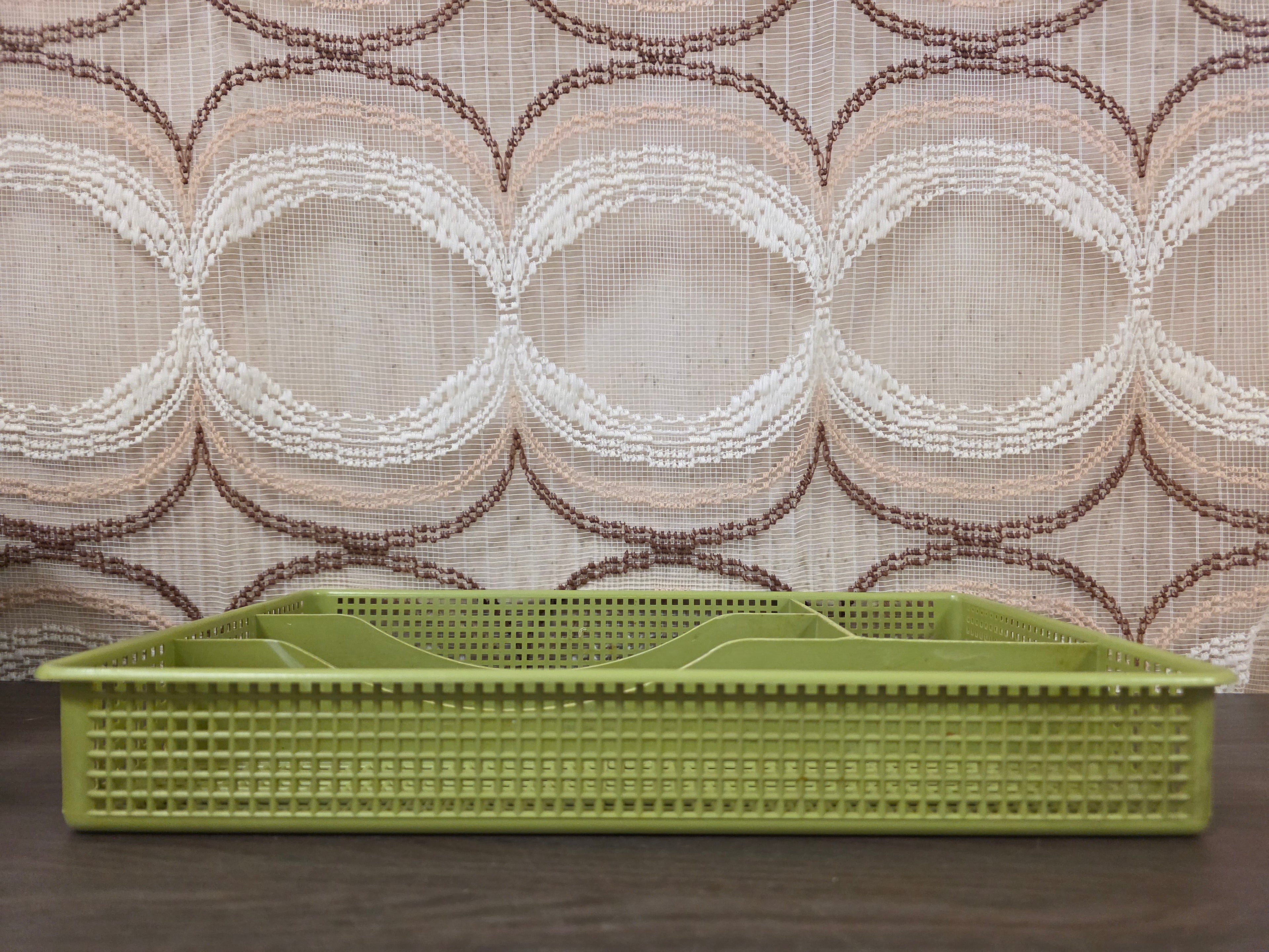 Vintage groene bestekbak kunststof