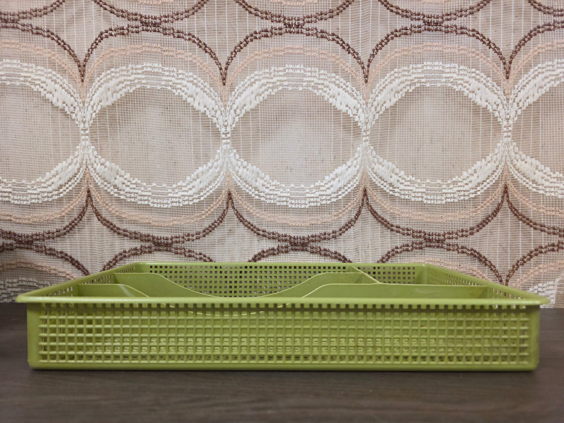 Vintage groene bestekbak kunststof