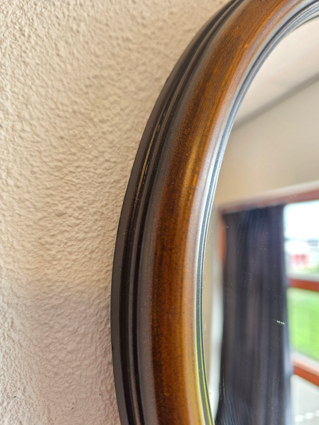 Vintage ovale spiegel met houten lijst