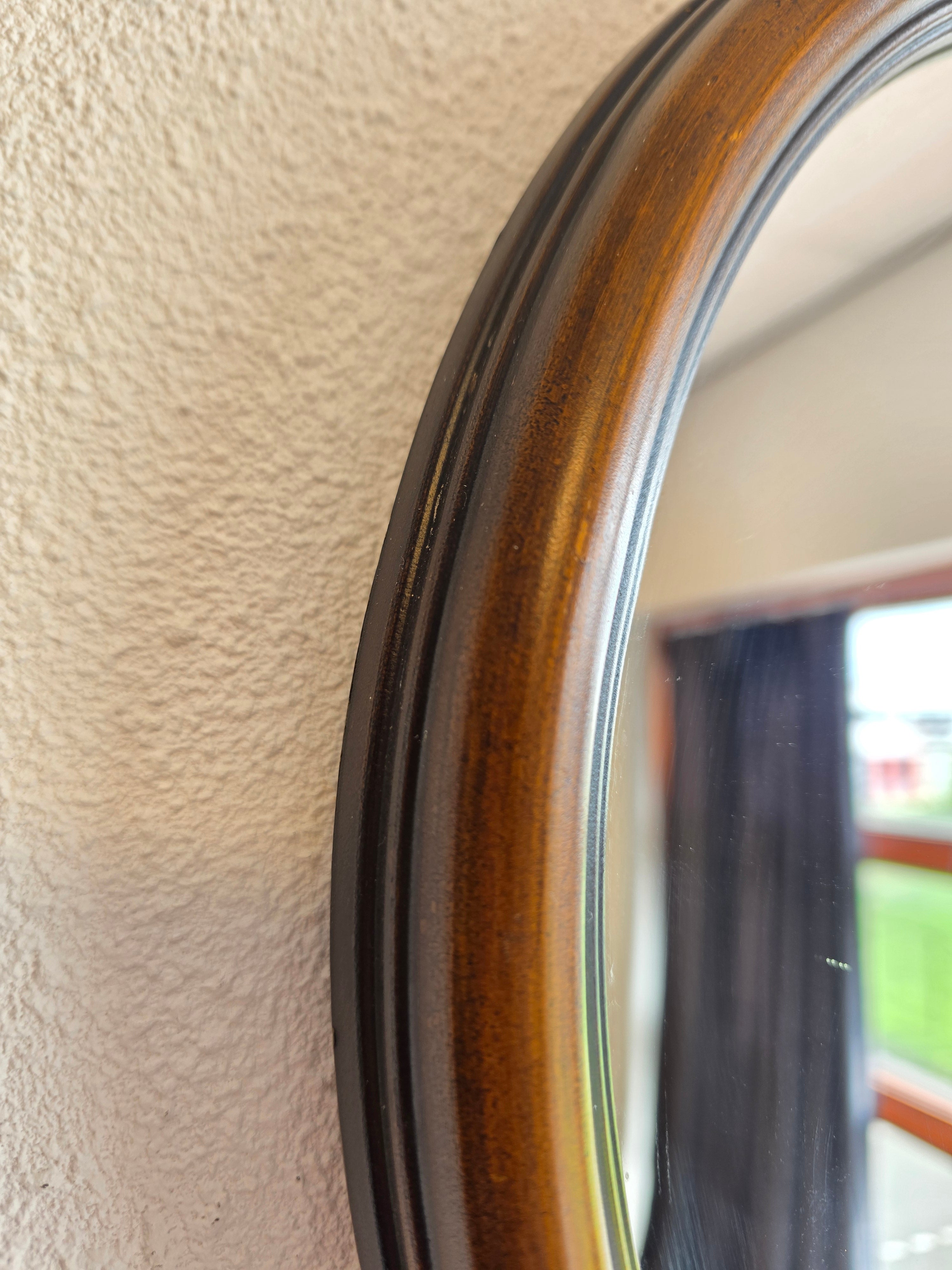 Vintage ovale spiegel met houten lijst