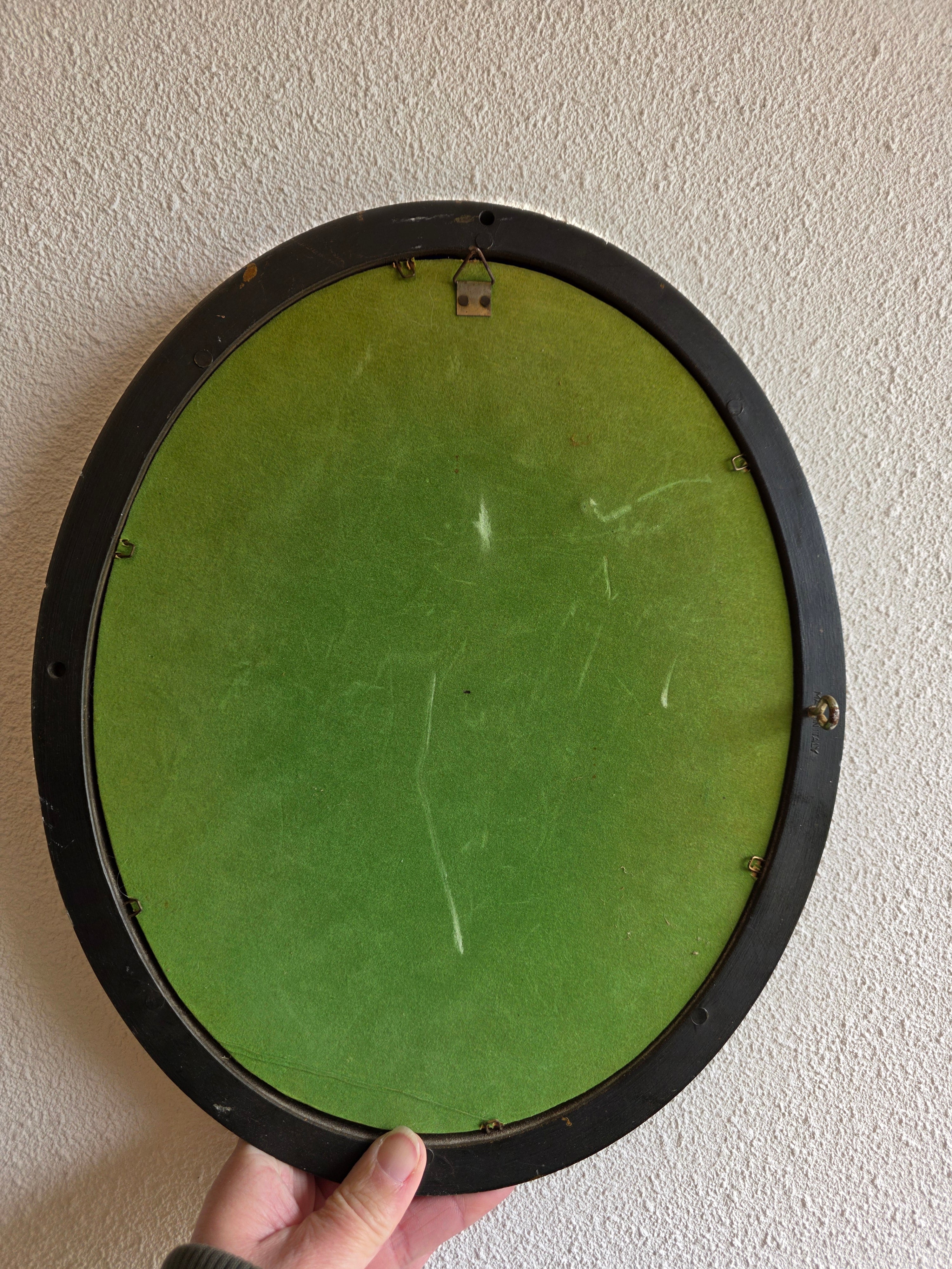 Vintage ovale spiegel met houten lijst