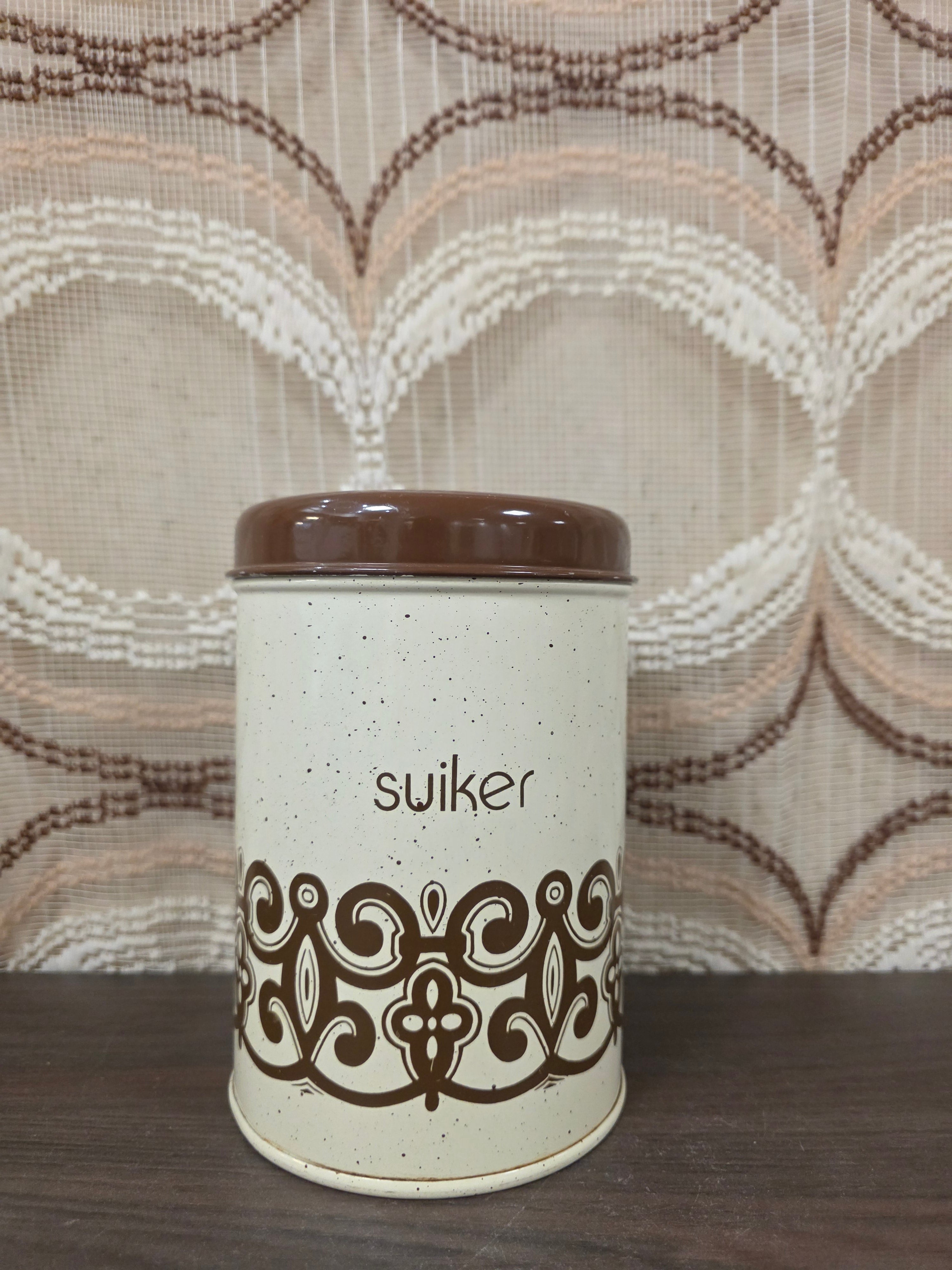 Vintage suiker bus bruin crème met deksel