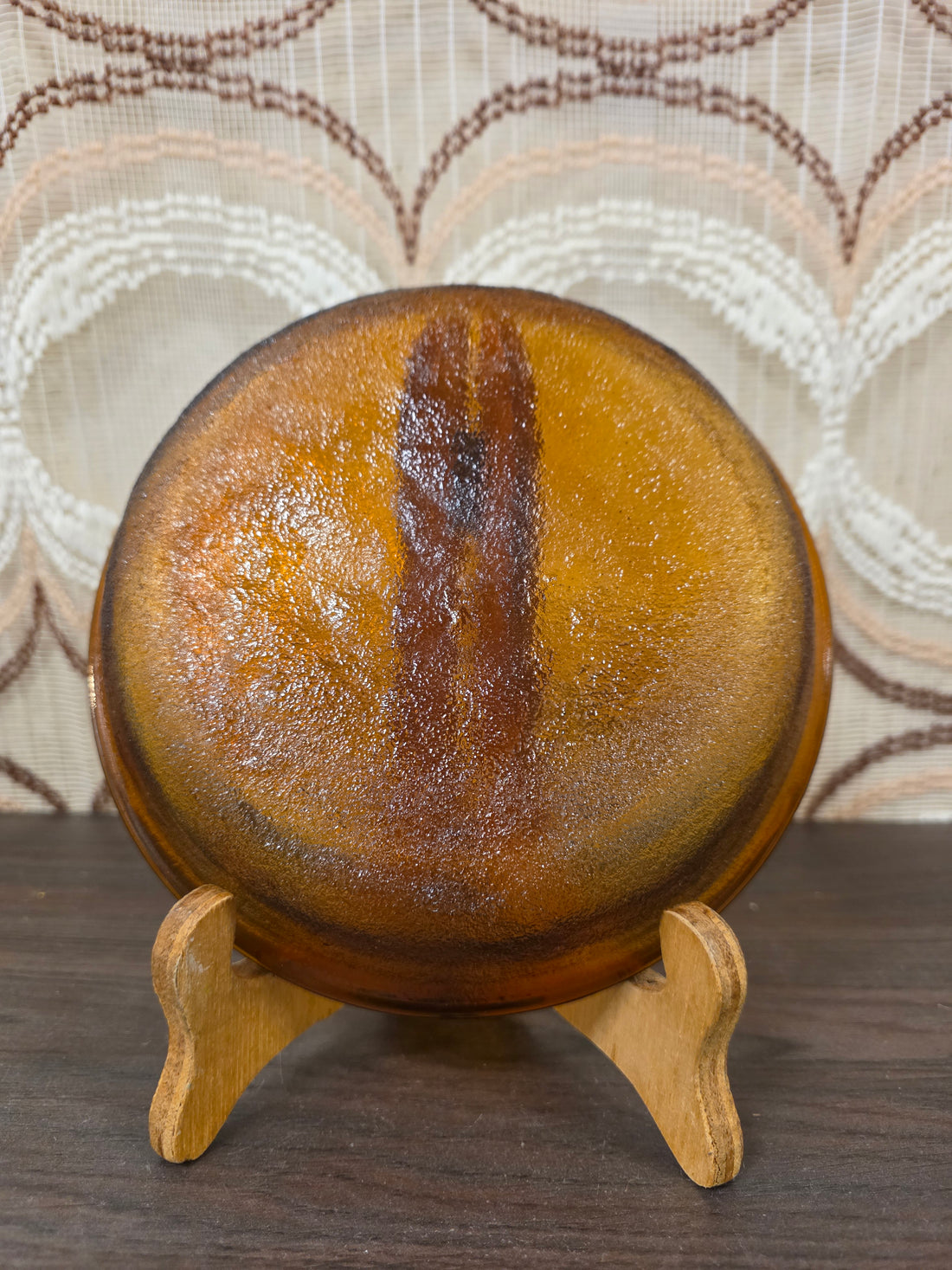 Arcoroc Sierra diep bord amber vintage glas jaren 60/70