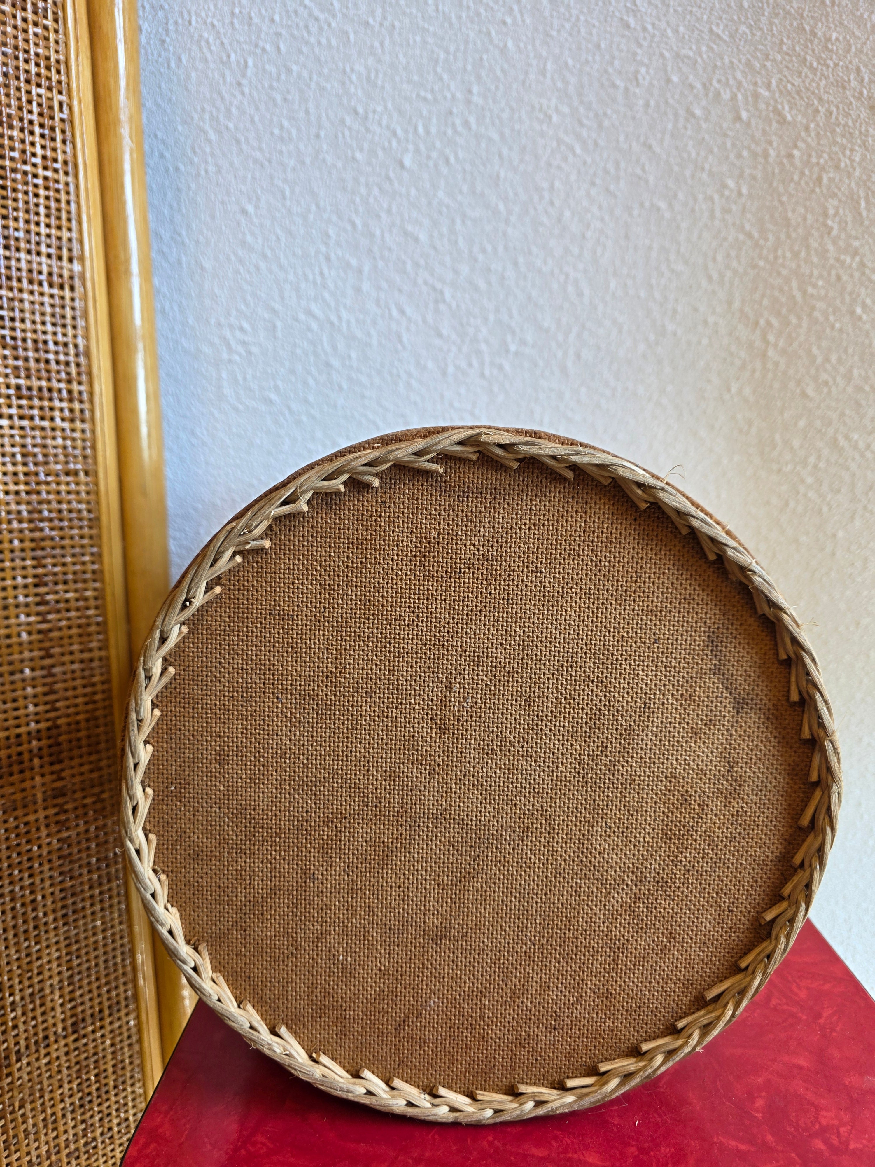 Vintage rotan prullenbak met metalen binnenkant