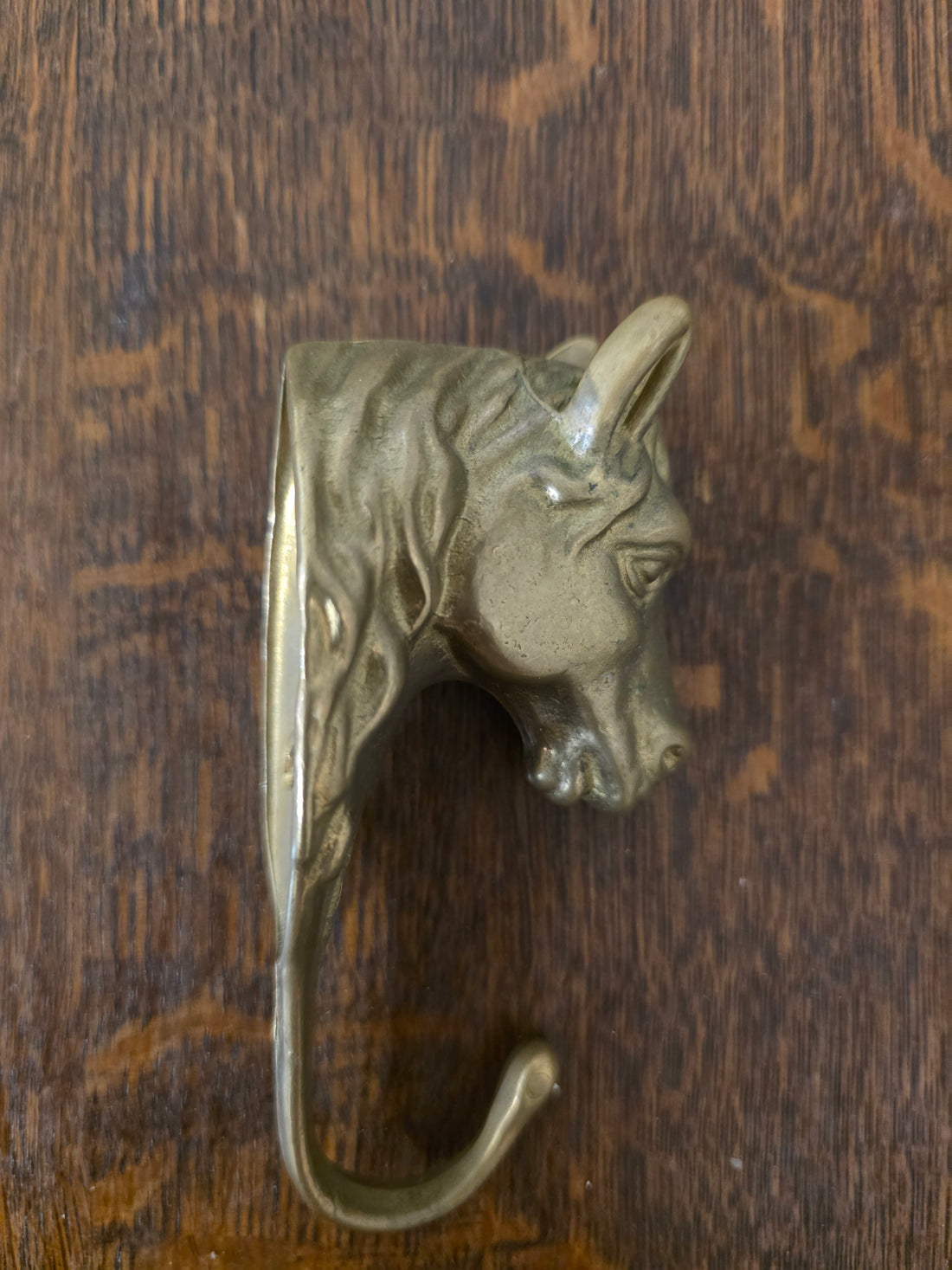 Messing wandhaak paardenhoofd vintage