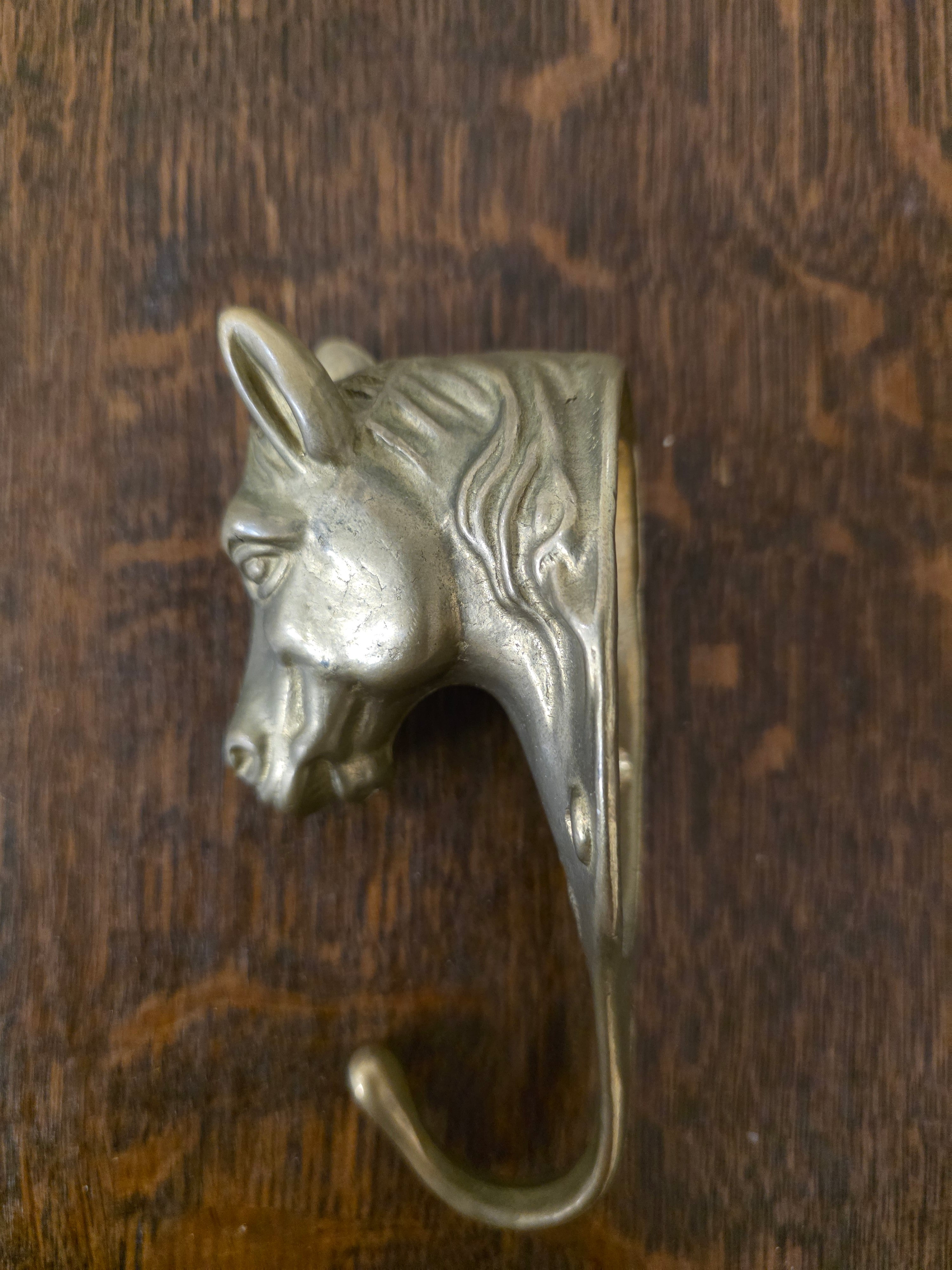 Messing wandhaak paardenhoofd vintage