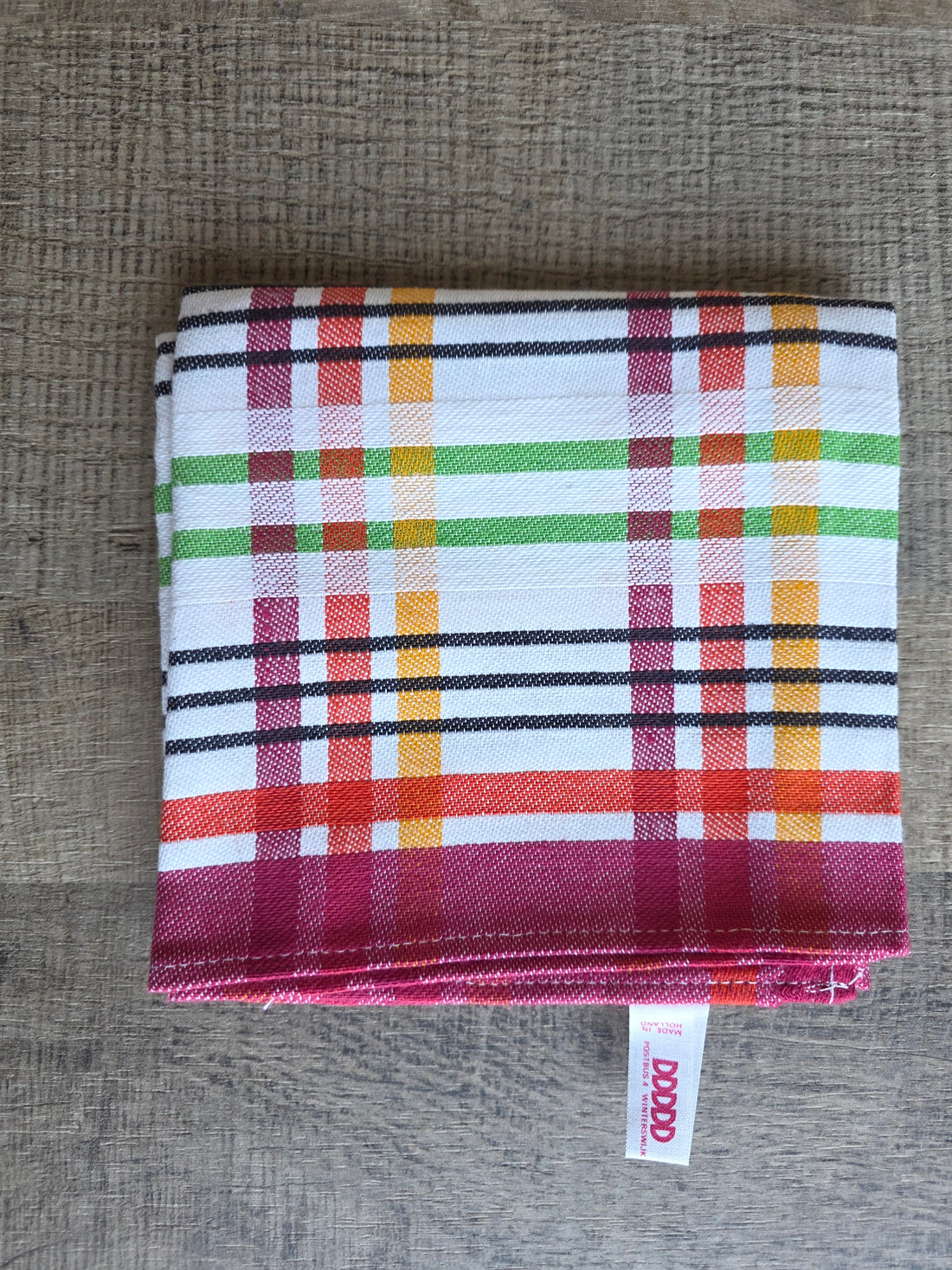 Vintage theedoek DDDDD geruit katoen 65x65