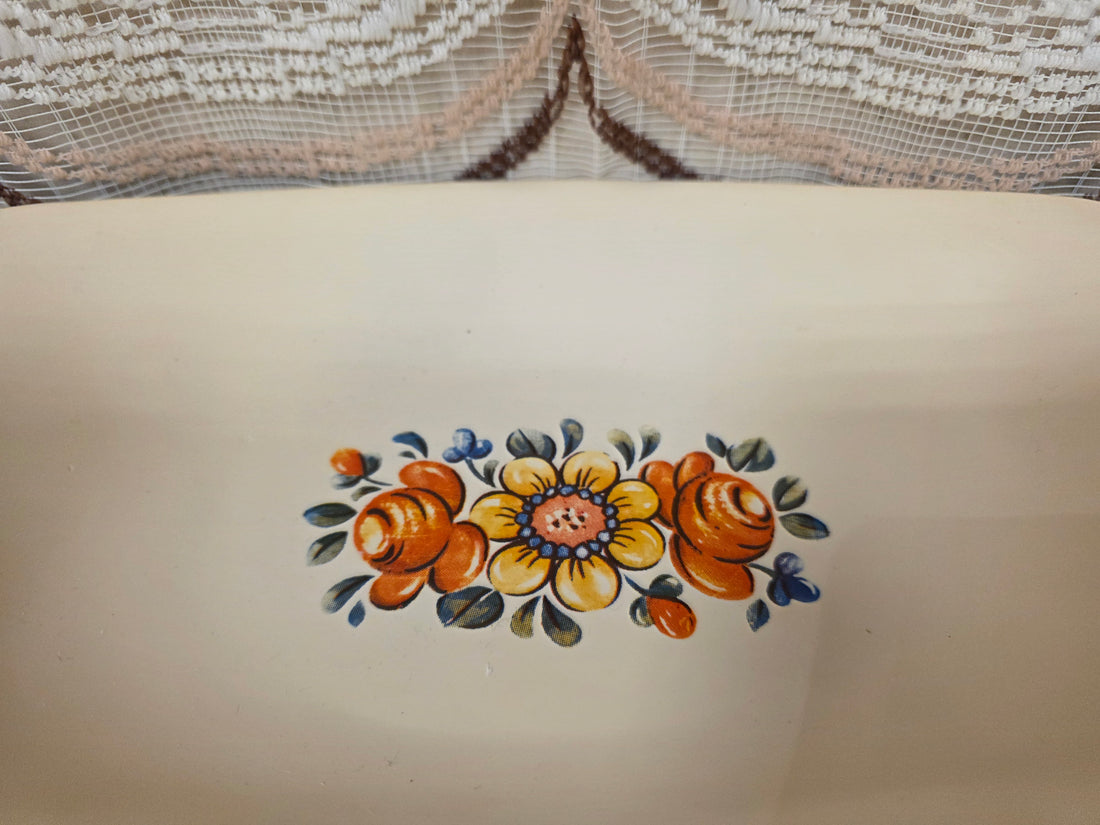 Vintage Emsa serveerschaal beige bloemenprint