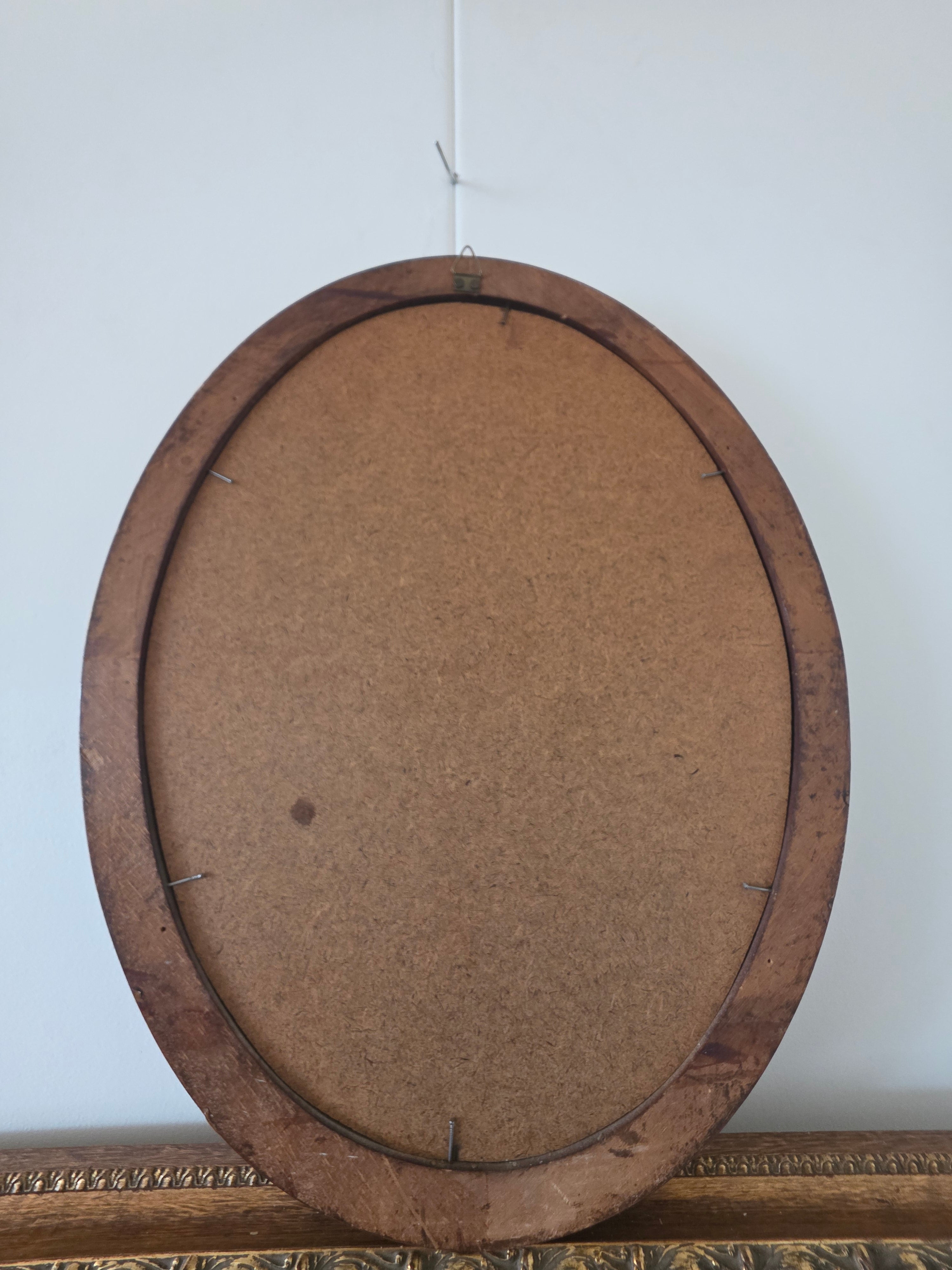 Vintage ovale spiegel met houten lijst