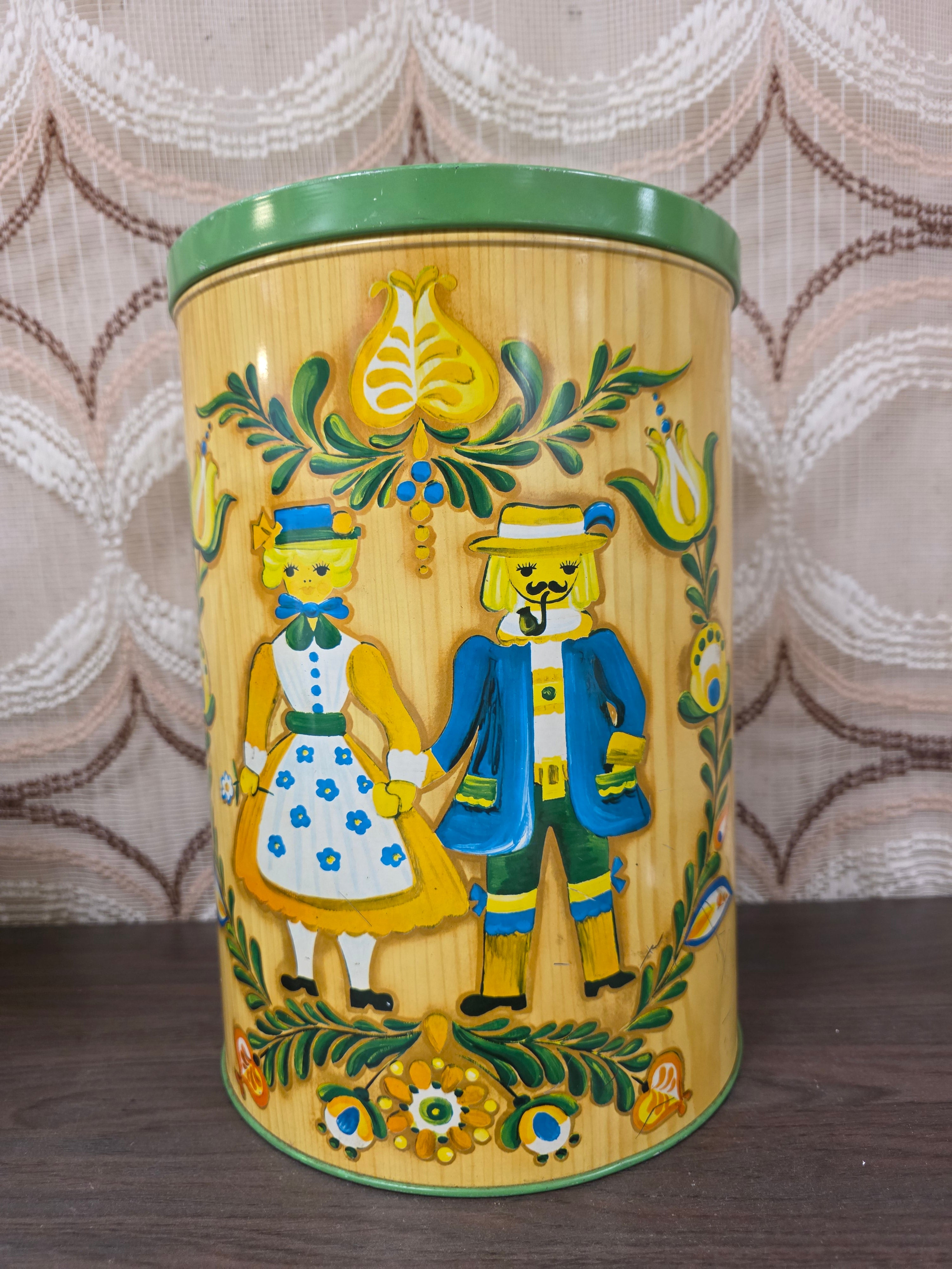 Vintage voorraadblik met folklorisch stel
