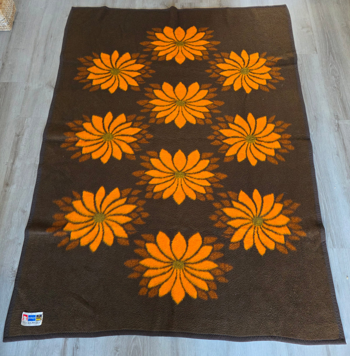 Vintage Didas deken bruin oranje bloemen