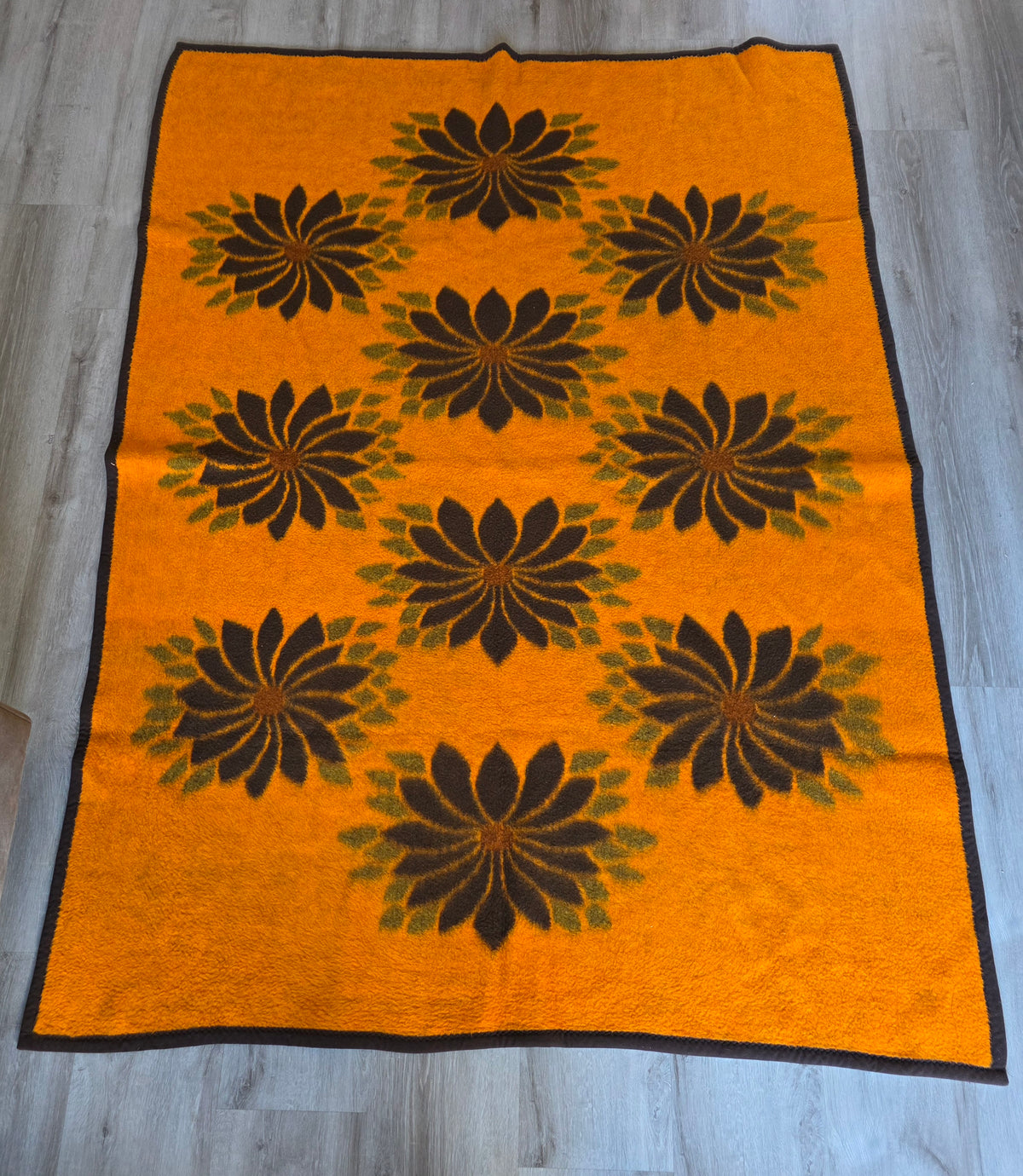 Vintage Didas deken bruin oranje bloemen
