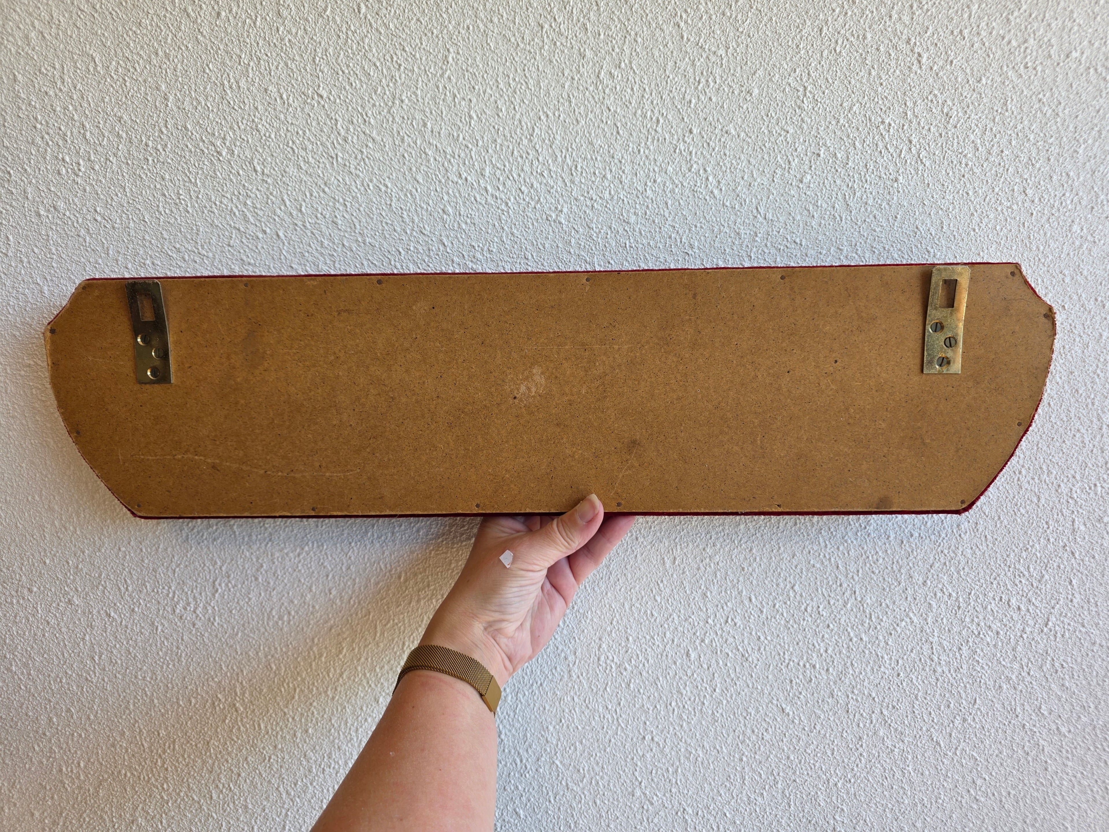 Vintage kapstok met messing haken rood