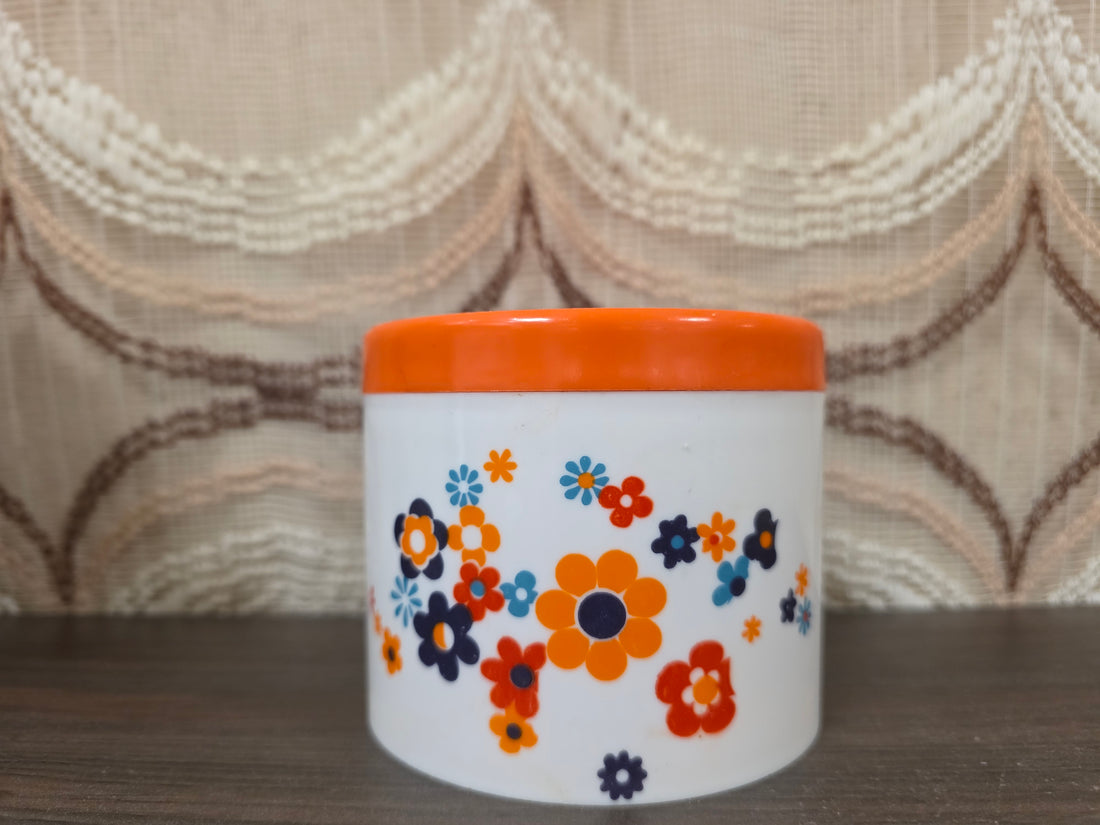 SENO voorraadpot bloemen oranje deksel