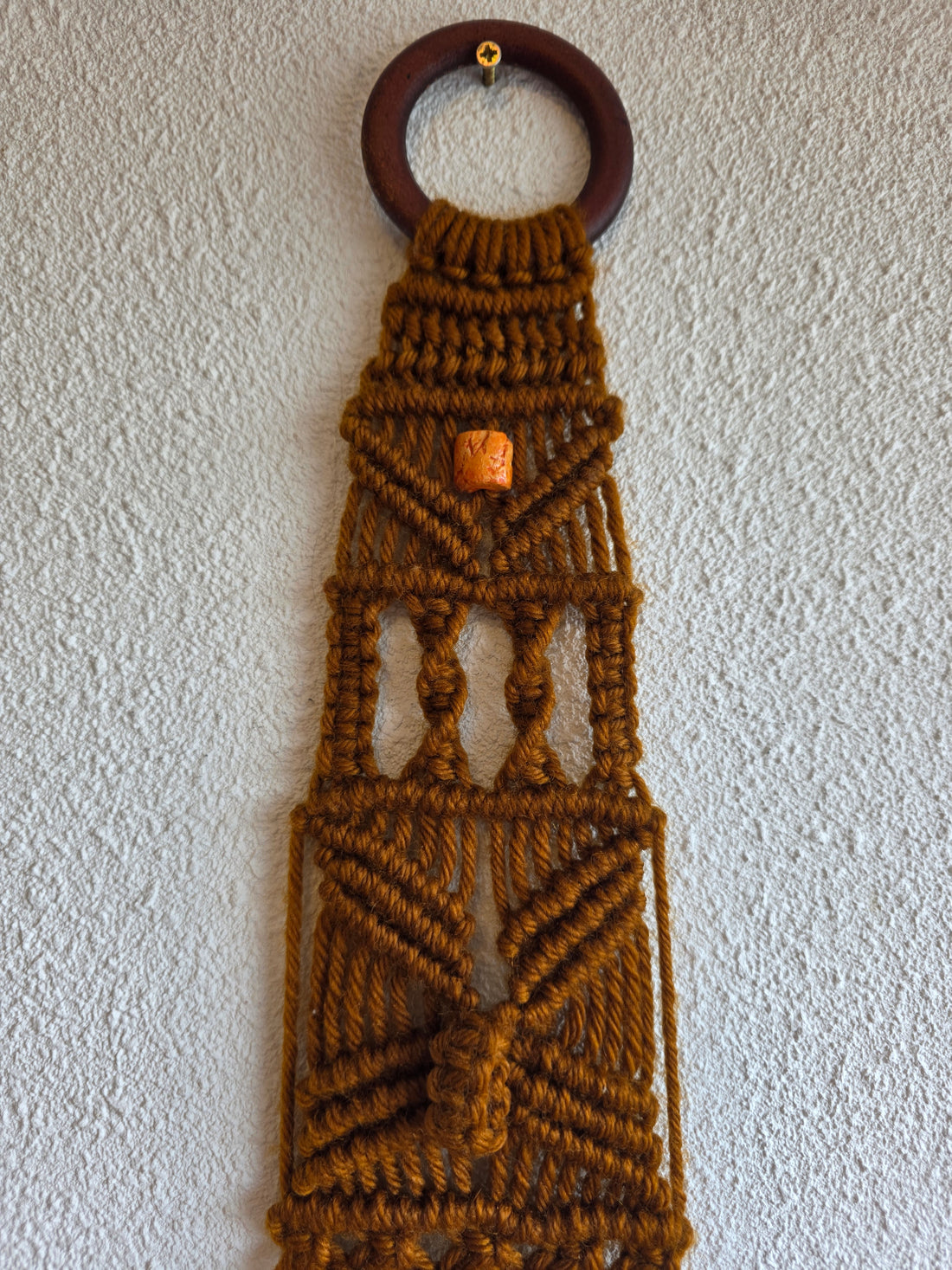 Vintage handgeknoopte macramé wandhanger bruin