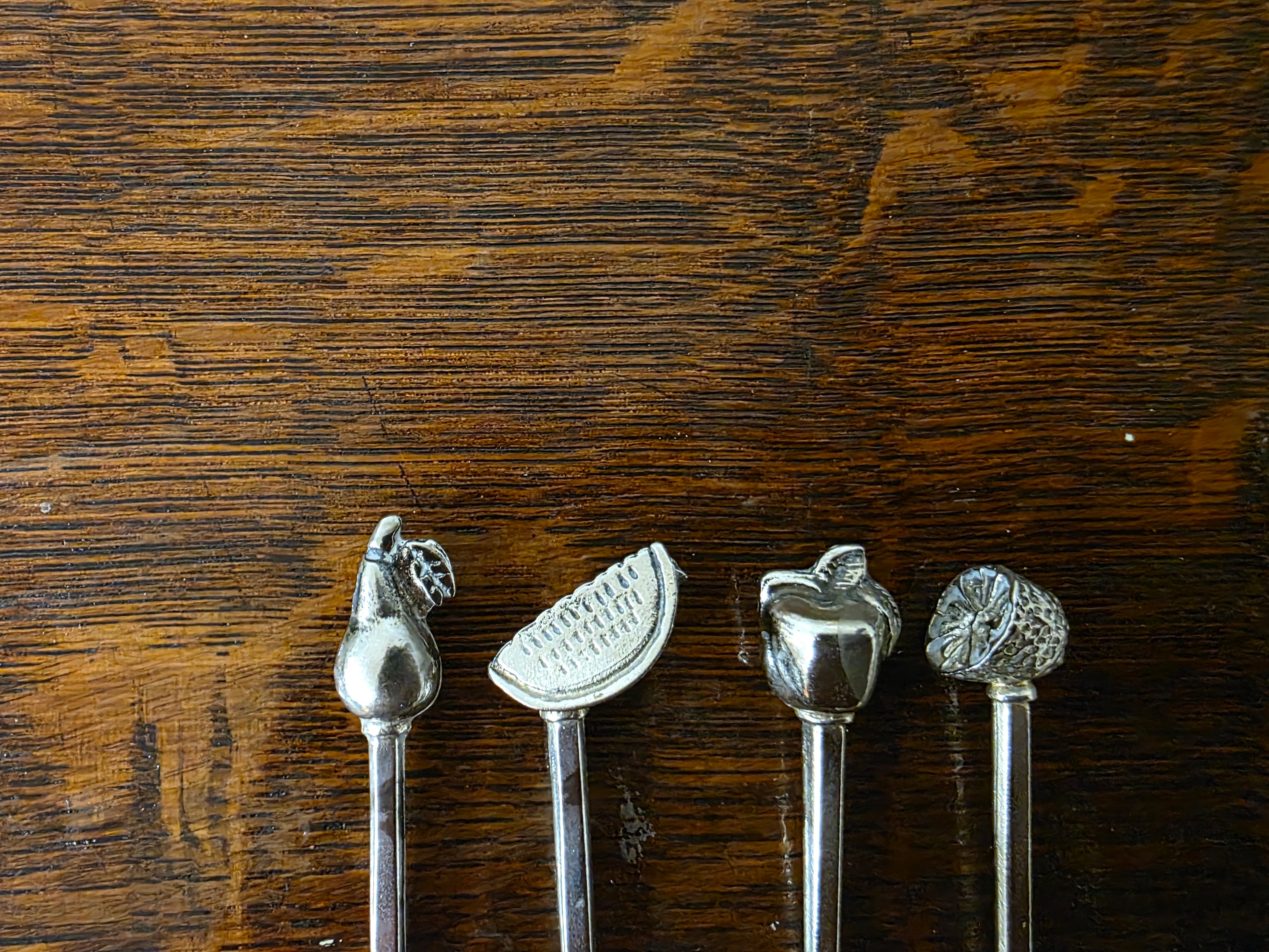 Vintage cocktailvorkjes met fruit – set van 4