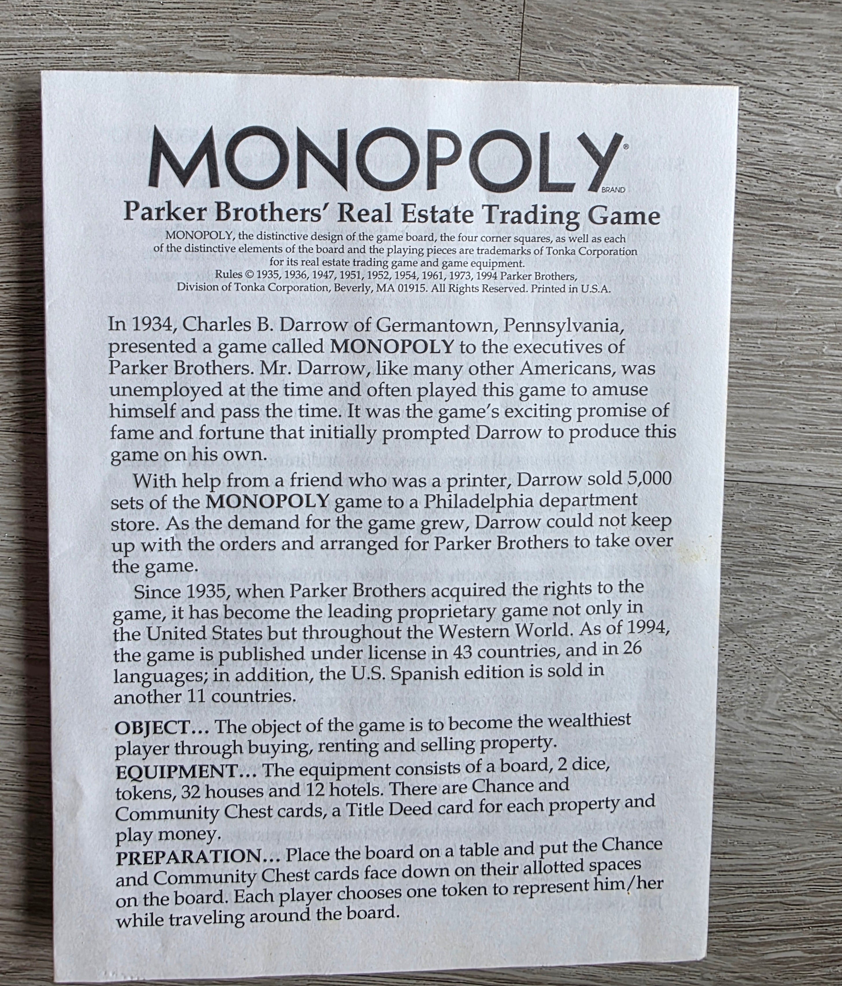 Vintage Monopoly USA Parker Brothers bordspel
