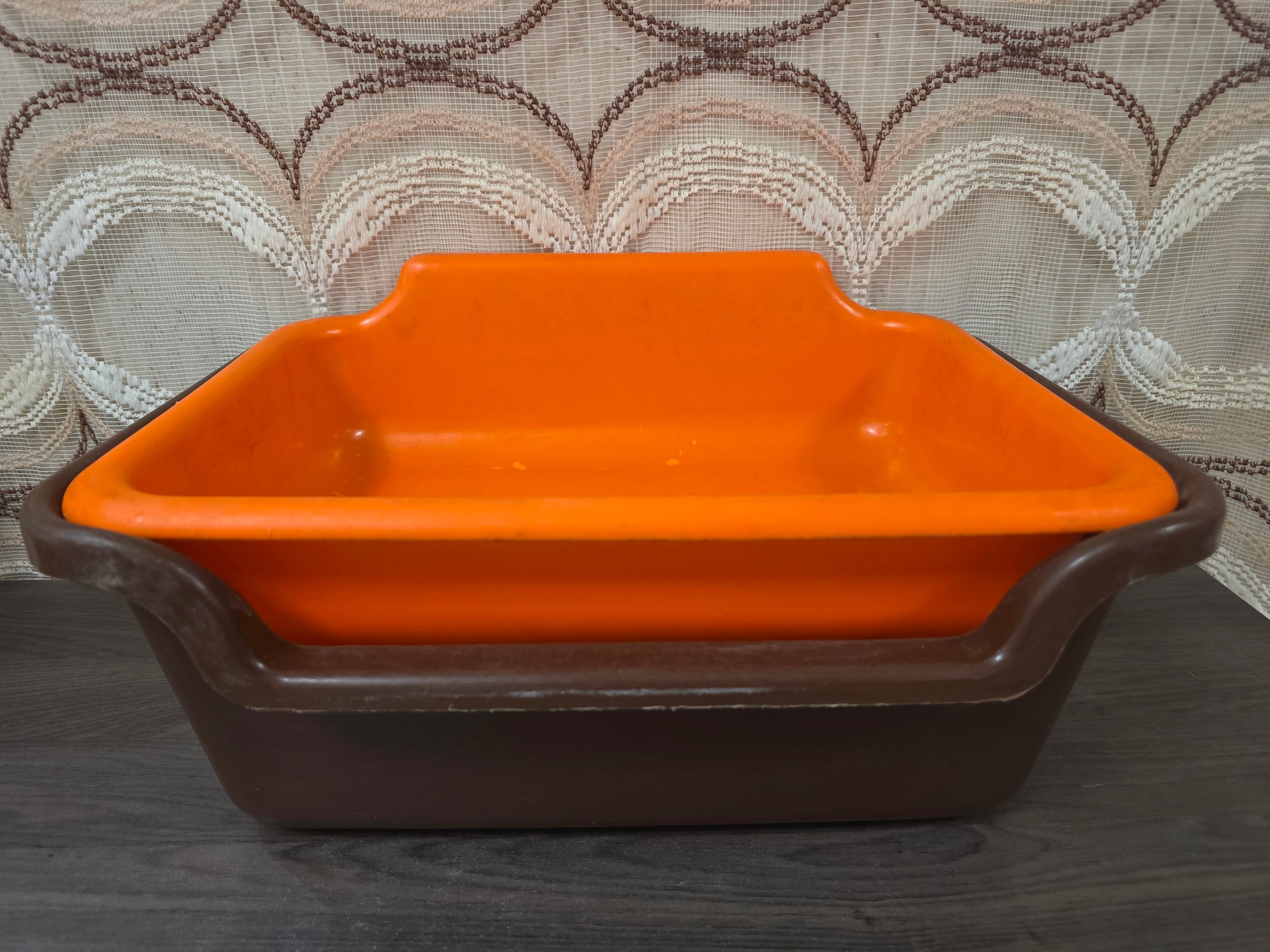 Vintage Curver aardappelbak bruin oranje