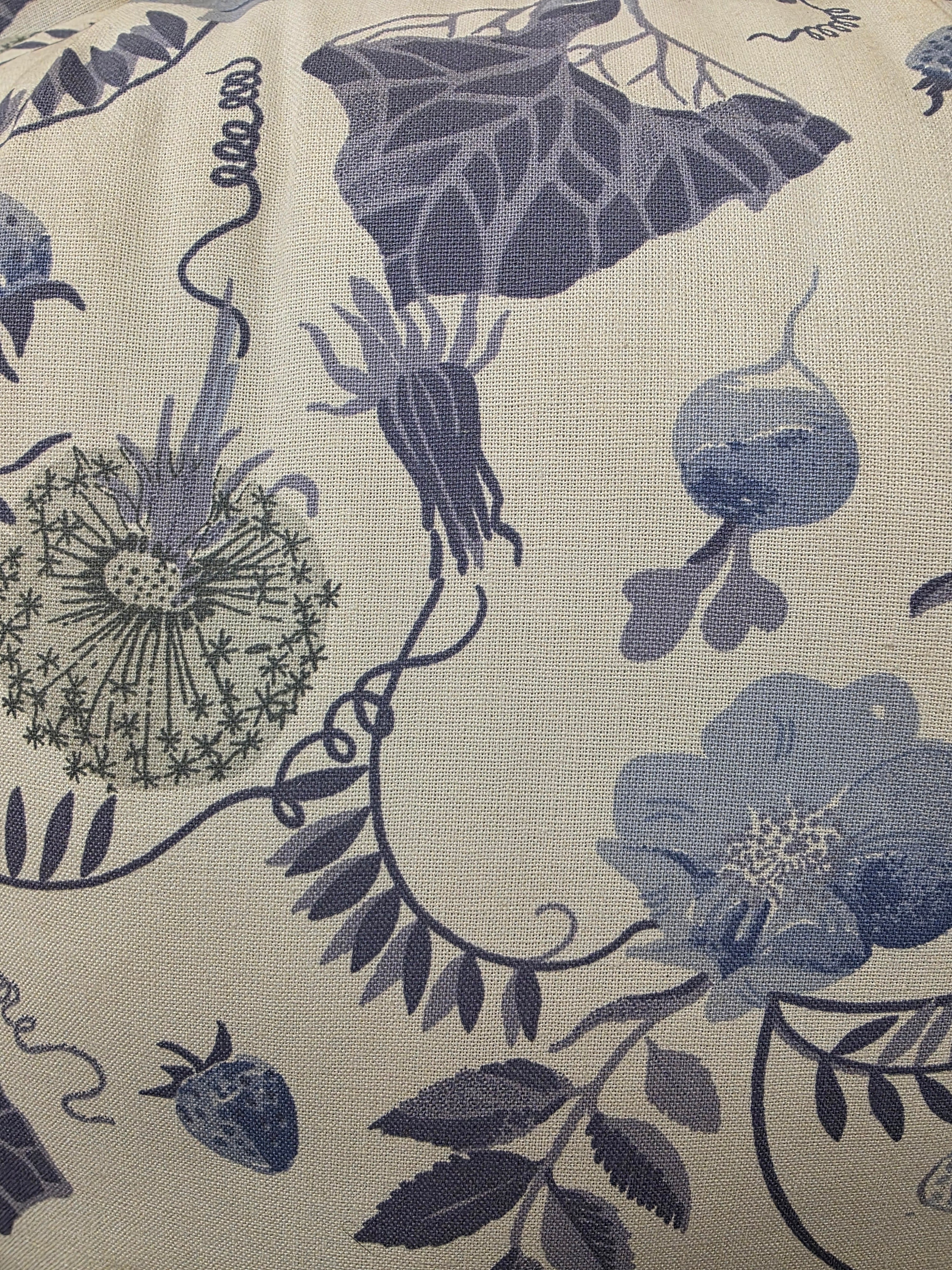 Vintage theebeurs met knip blauw wit bloemen en vogels