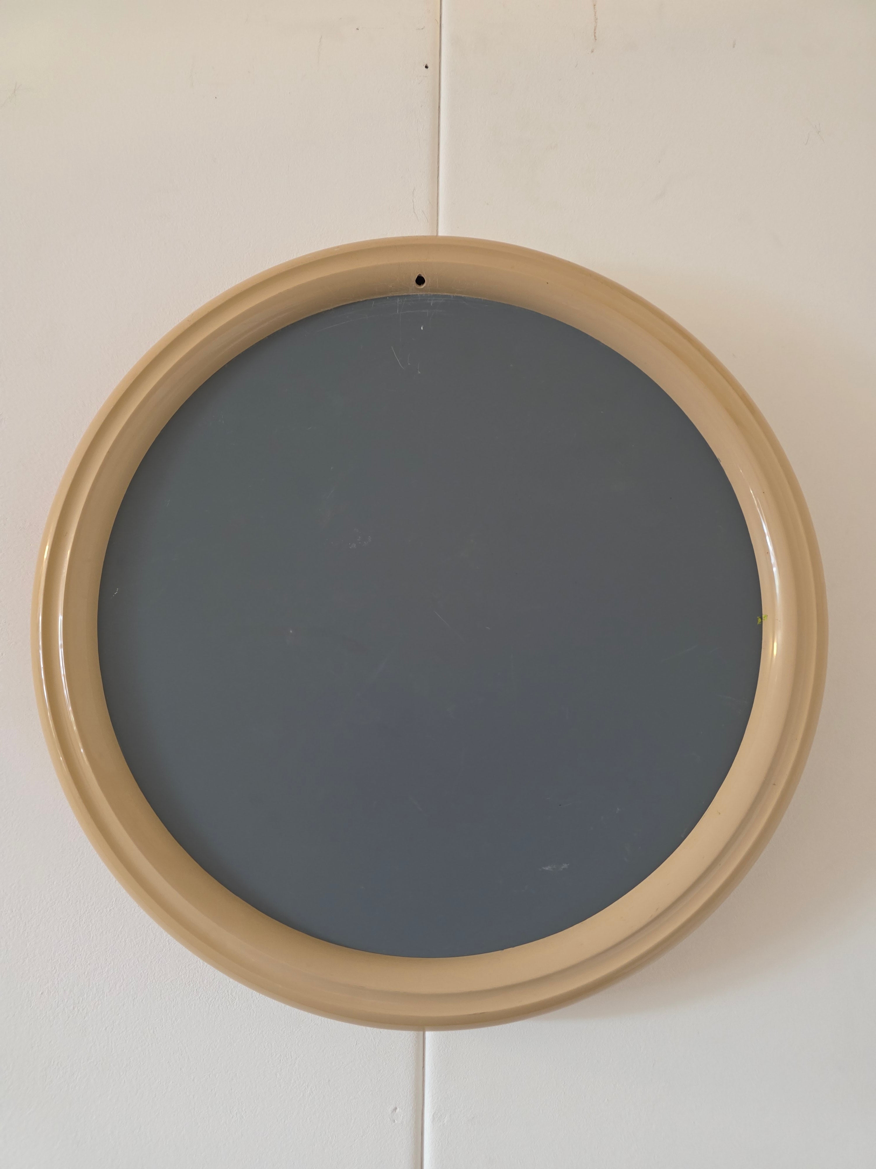 Vintage ronde spiegel beige kunststof 37 cm