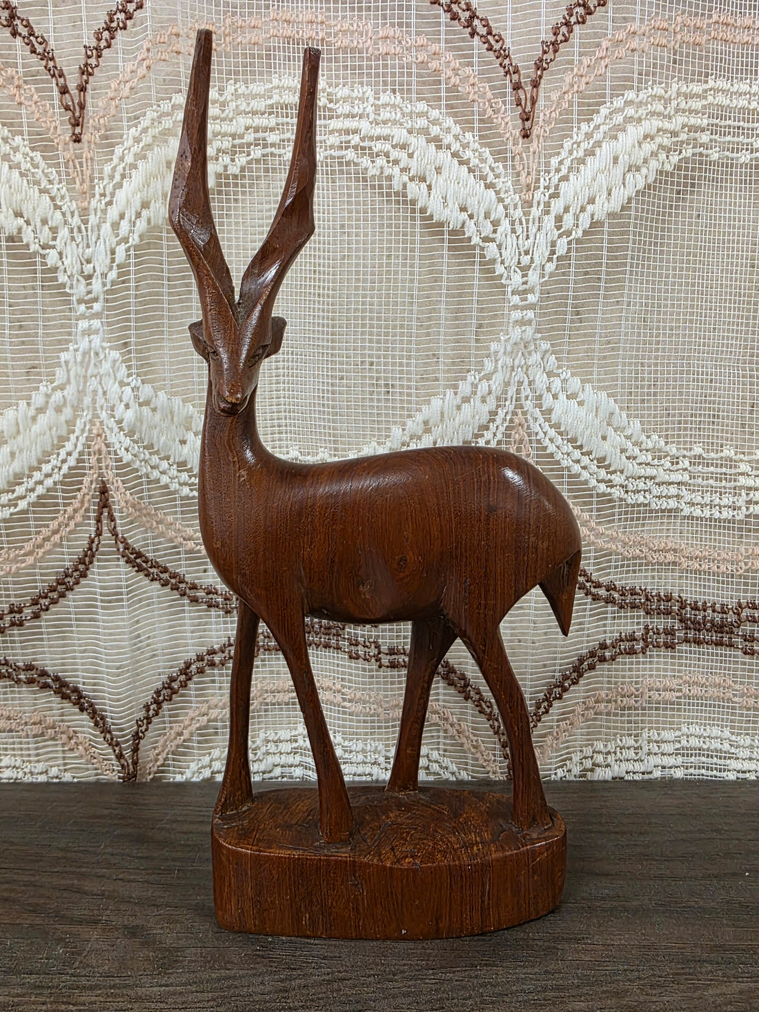 Vintage houten antilope beeld handgesneden