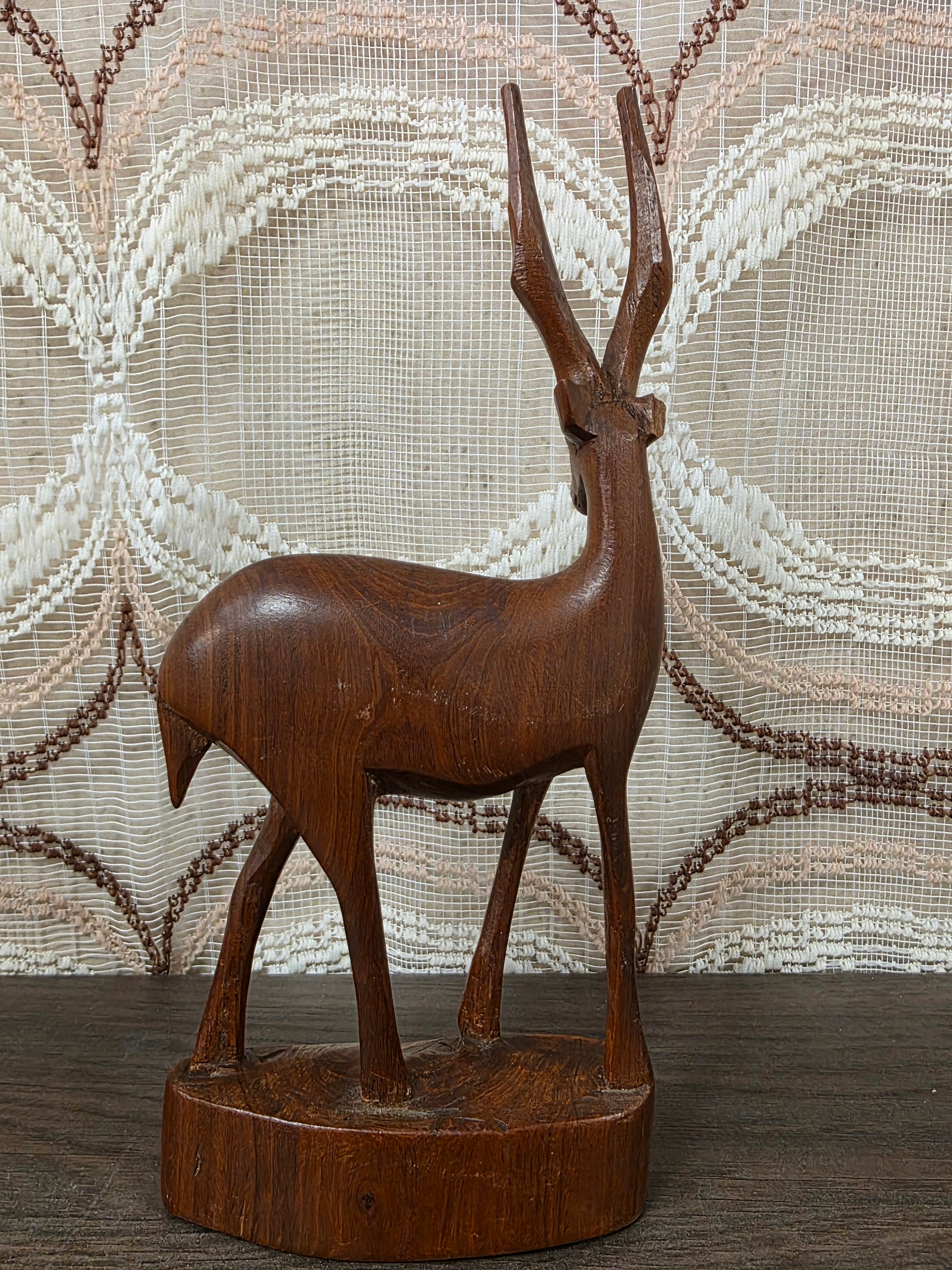 Vintage houten antilope beeld handgesneden