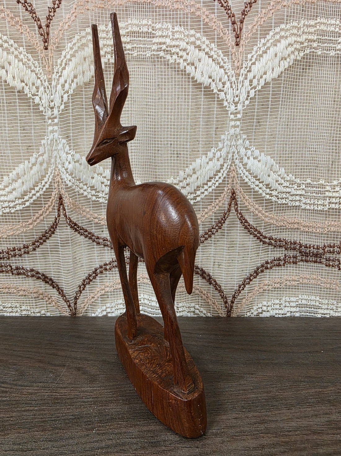 Vintage houten antilope beeld handgesneden