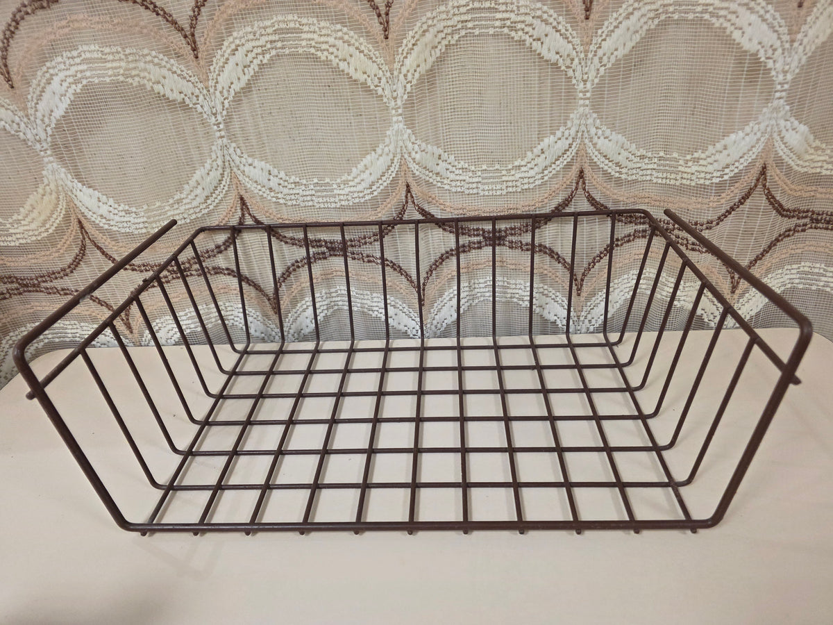 Vintage metalen draadmand bruin