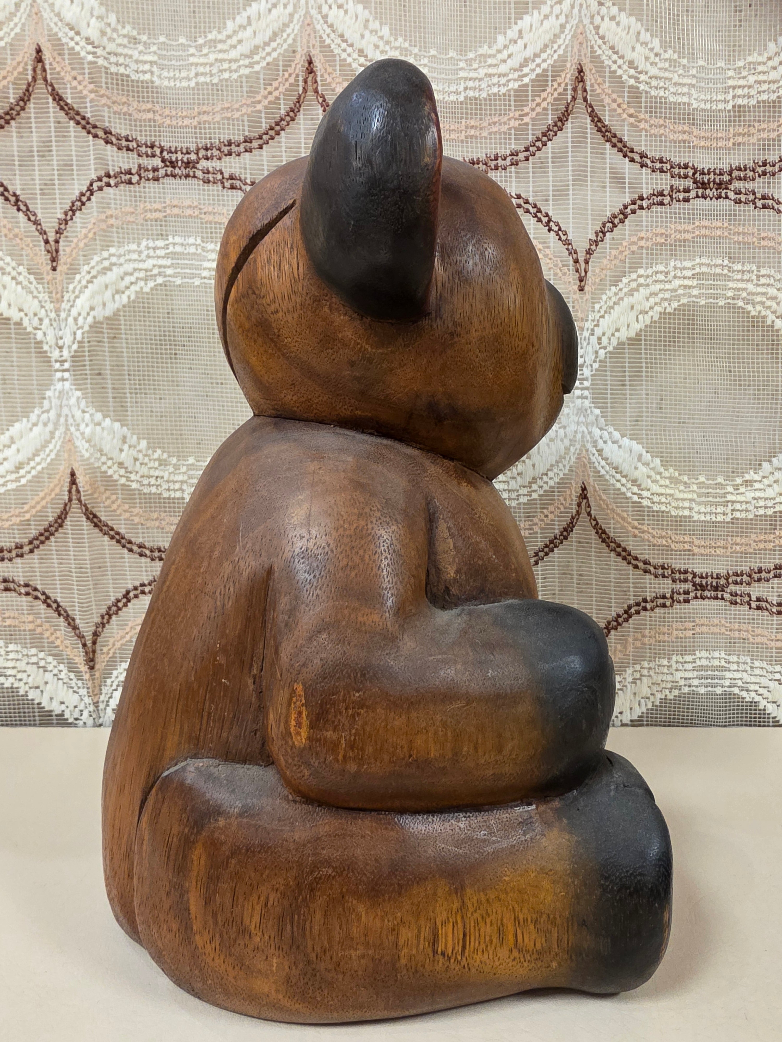 Grote massief houten beer 30 cm