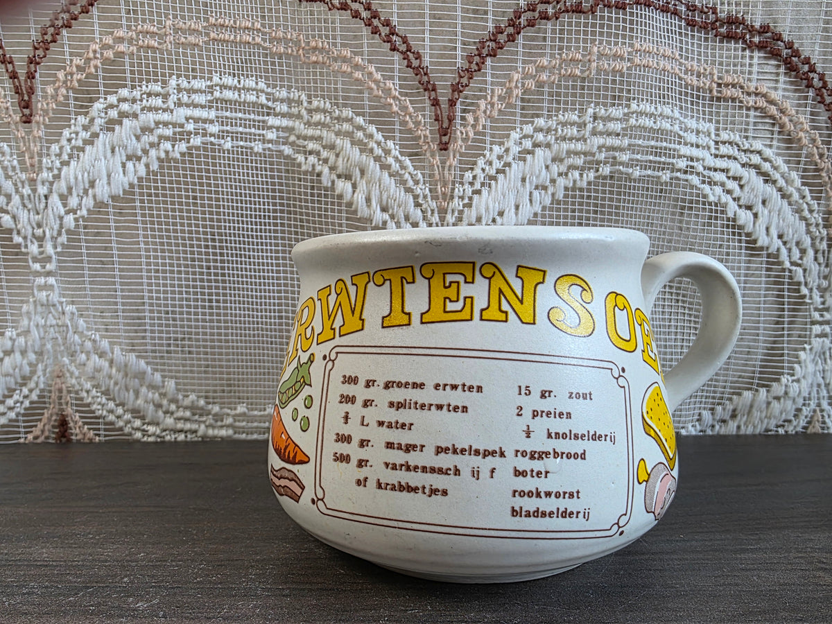 Vintage soepkom Erwtensoep met recept
