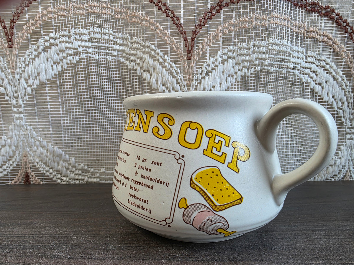 Vintage soepkom Erwtensoep met recept
