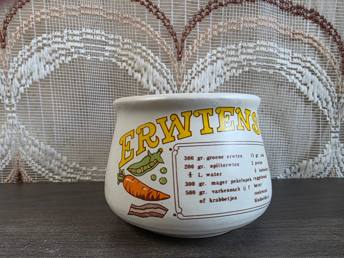 Vintage soepkom Erwtensoep met recept