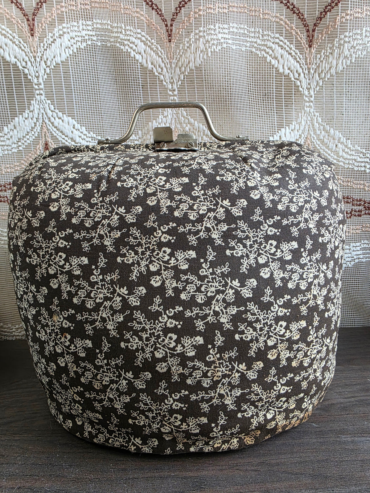 Vintage Douwe Egberts theebeurs met metalen knip donkerbruin