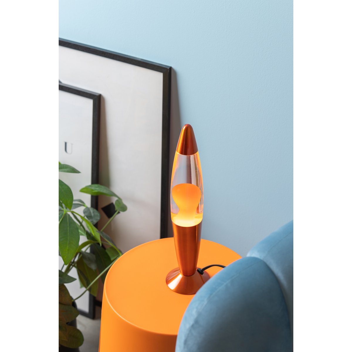 Retro lavalamp Funky Rocket – oranje tafellamp Leitmotiv
