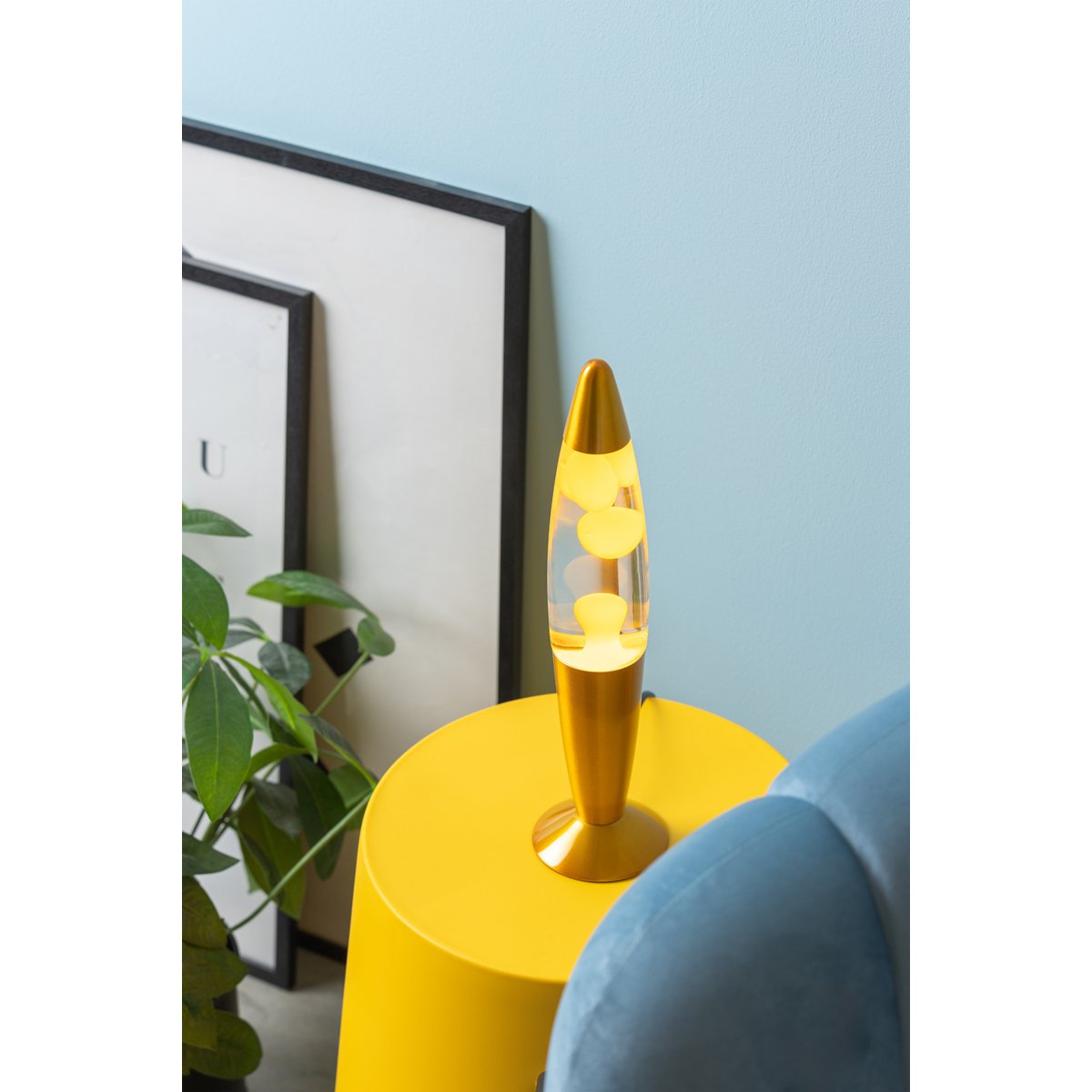 Retro lavalamp Funky Rocket –  gele tafellamp Leitmotiv
