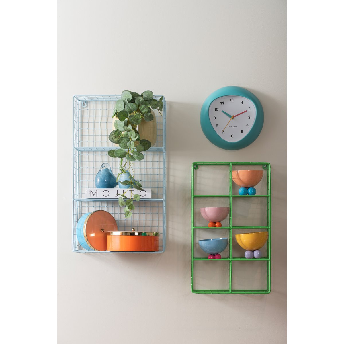 Retro wandklok Funky Vibes blauw