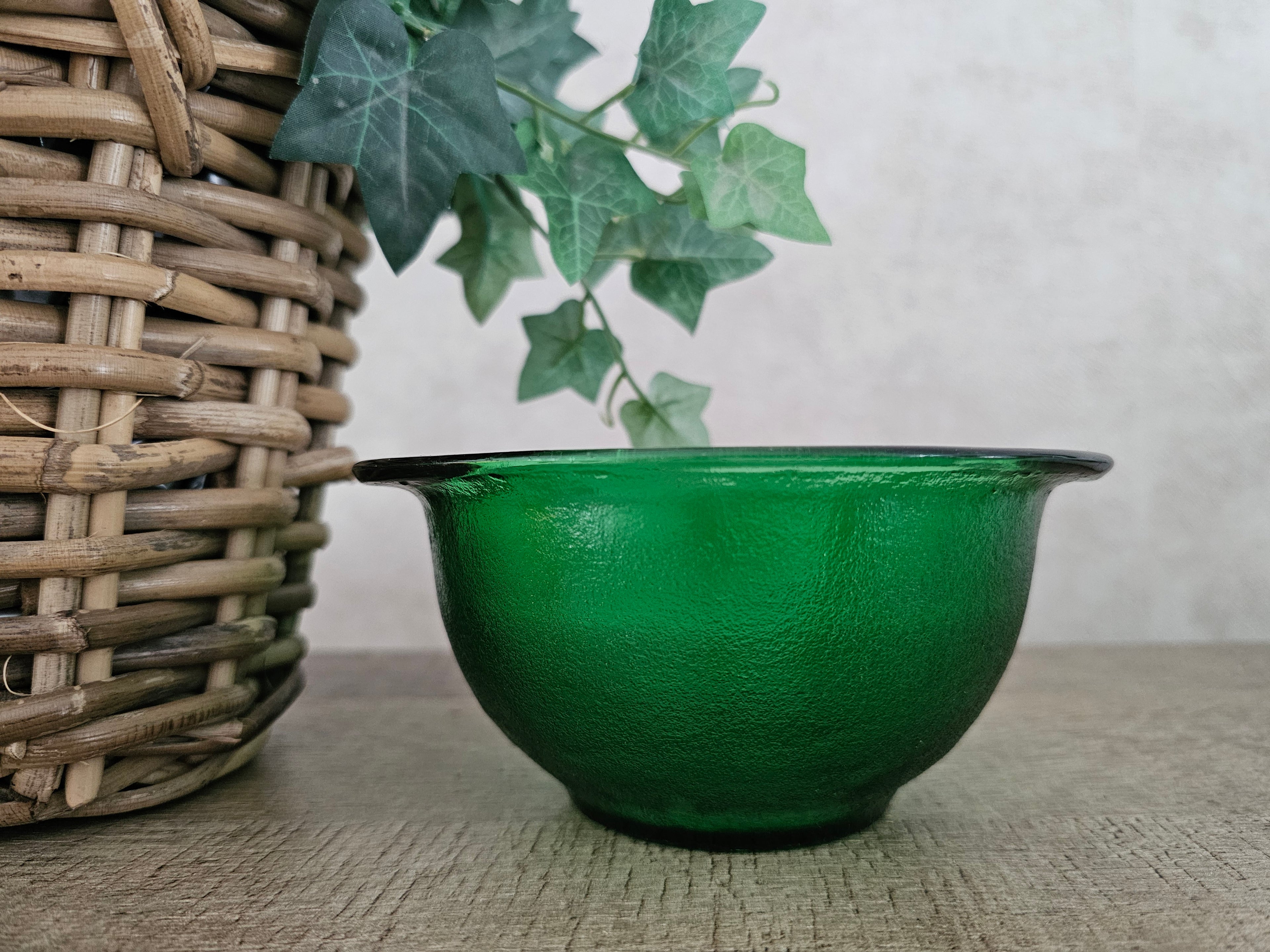 Vintage glazen soepkom Arcoroc France Sierra kom groen