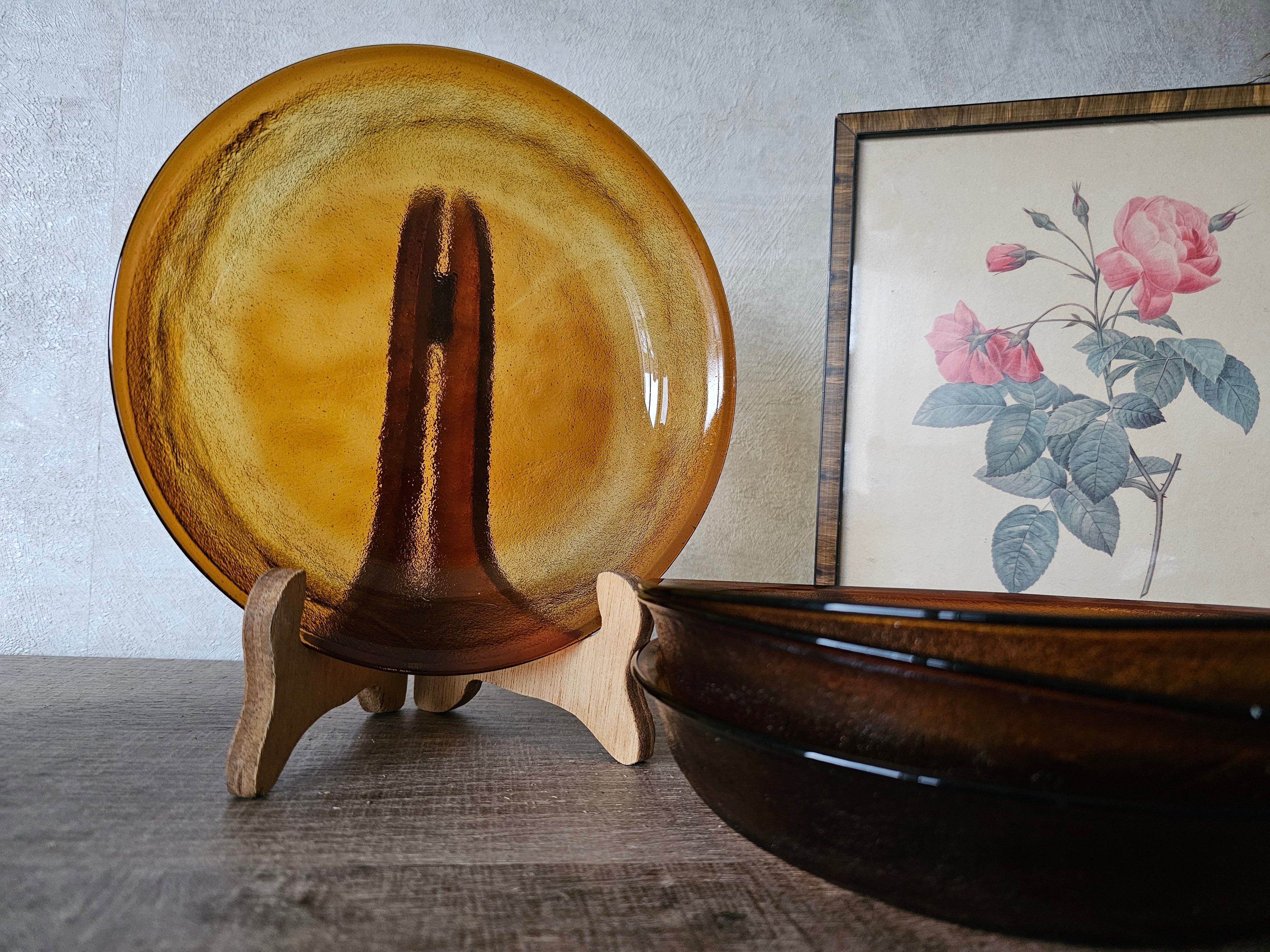 Vintage Arcoroc Sierra diepe borden in amber kleur