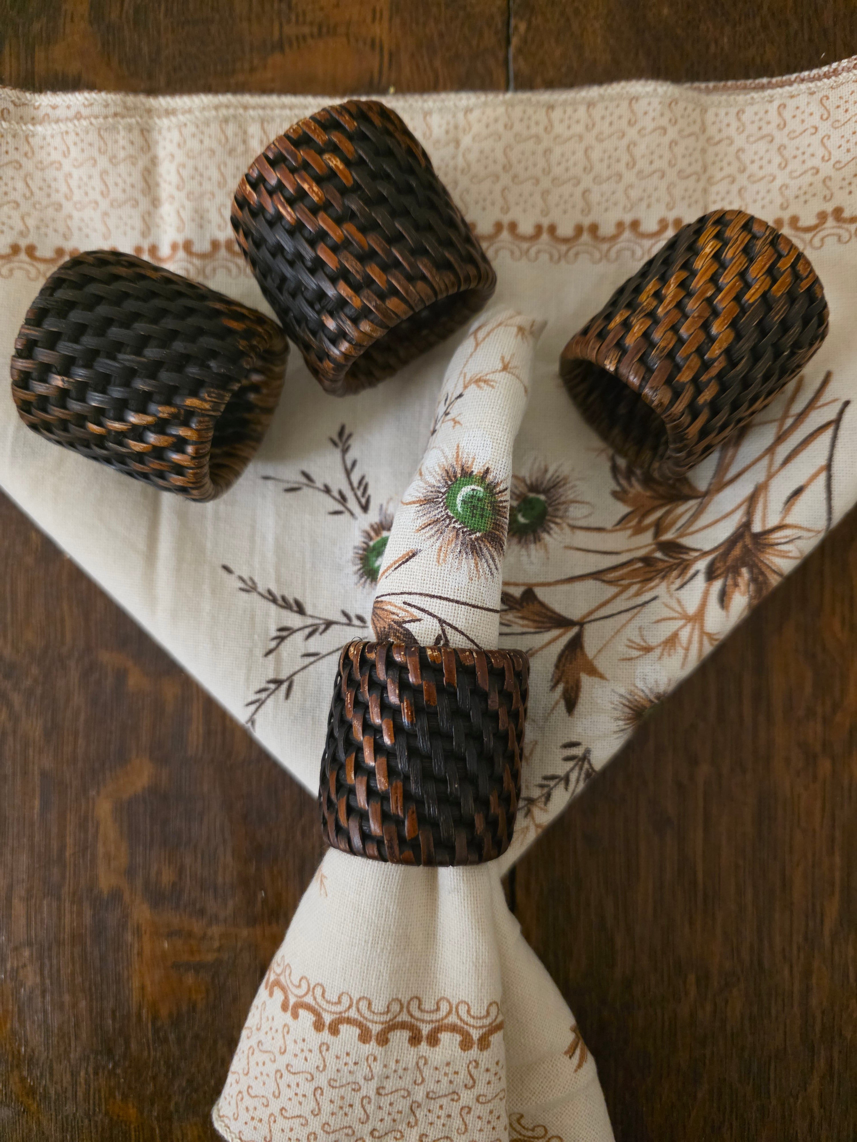 Birma rieten servetringen set van 4