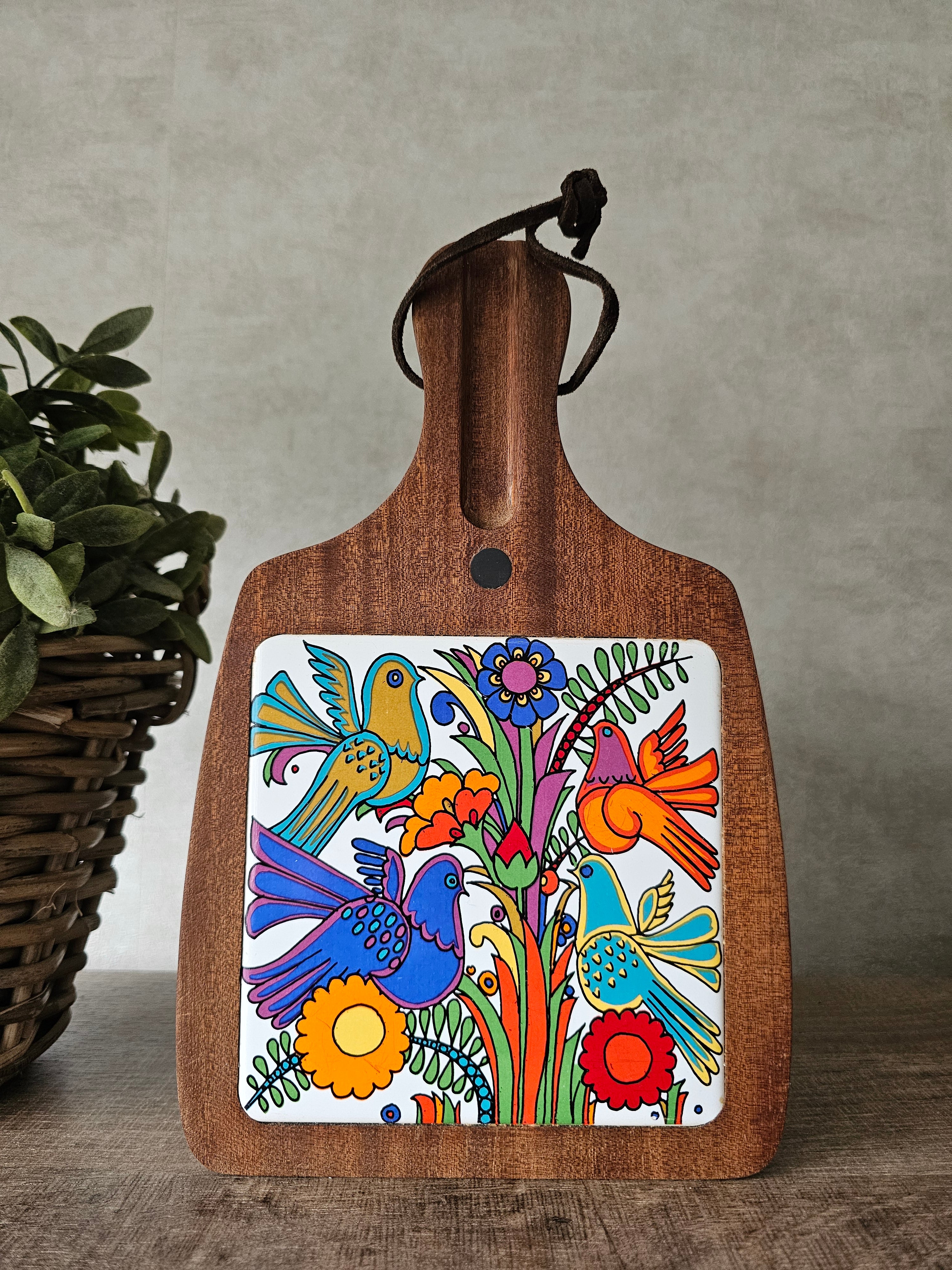 Boch Acapulco vintage houten snijplank met tegel