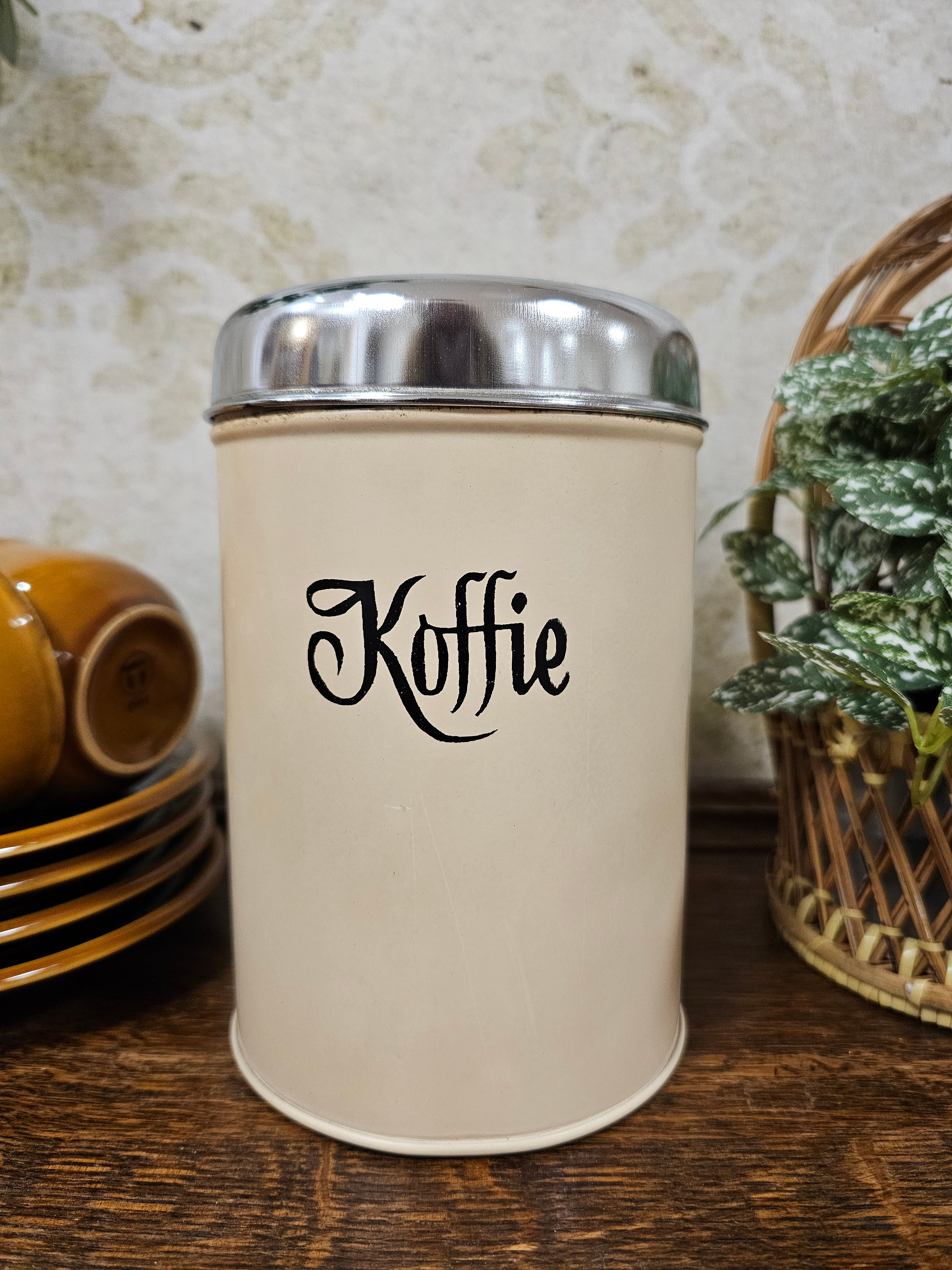 Vintage Brabantia cremekleur blik Koffie