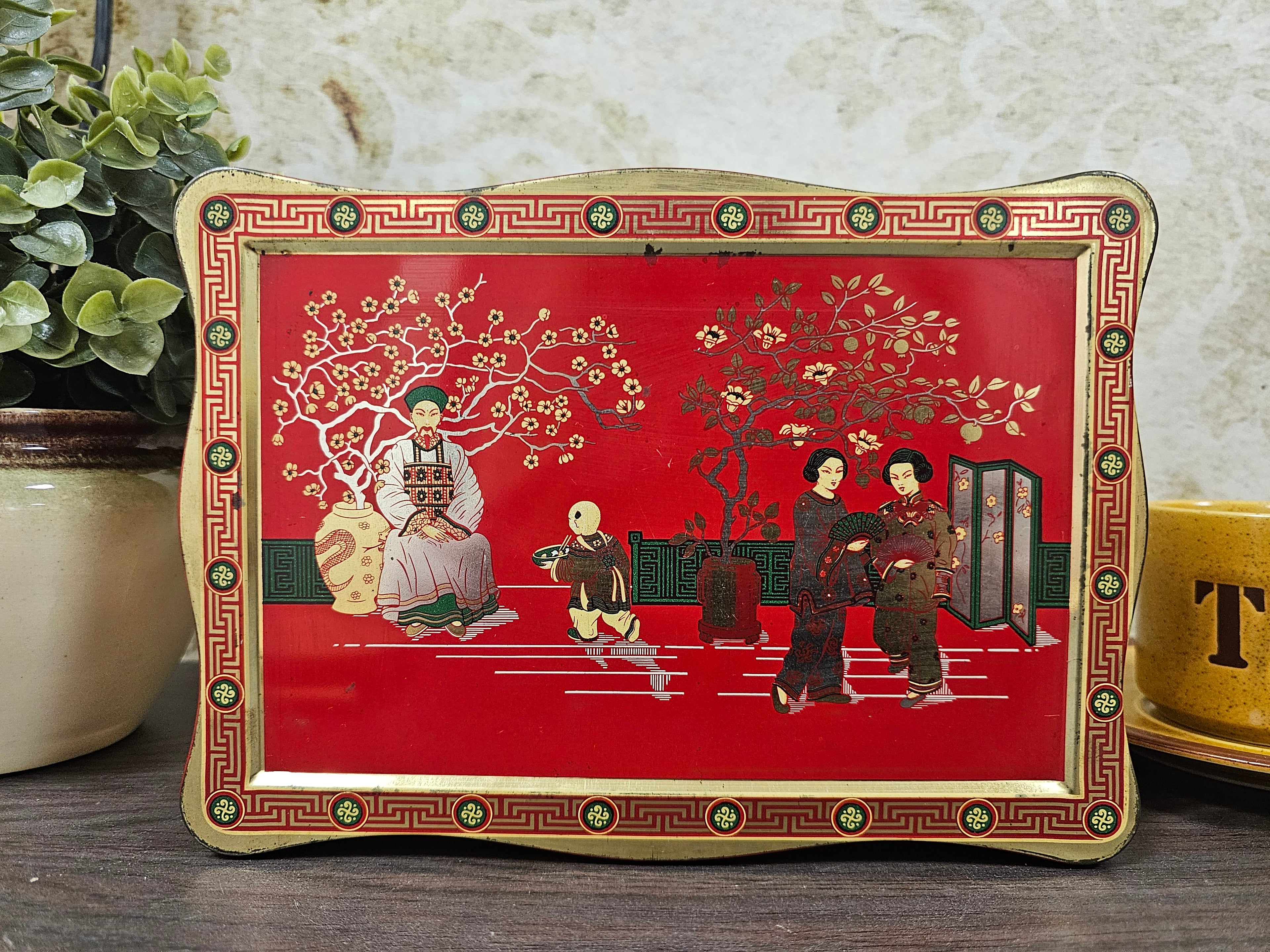 Chinees blik rood goud rechthoek