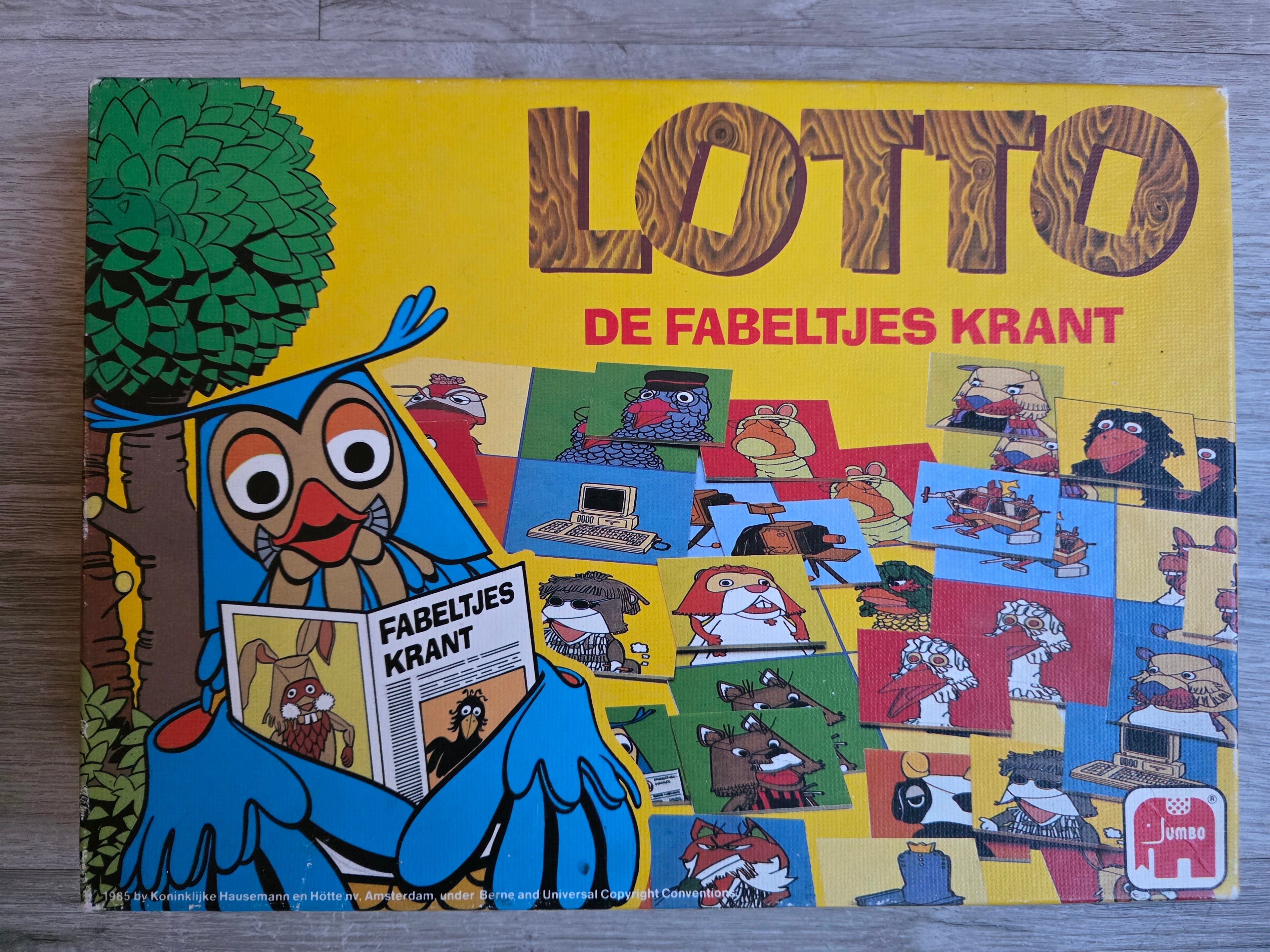 Vintage Lotto Fabeltjeskrant spel van Jumbo uit 1985 met bekende dierfiguren