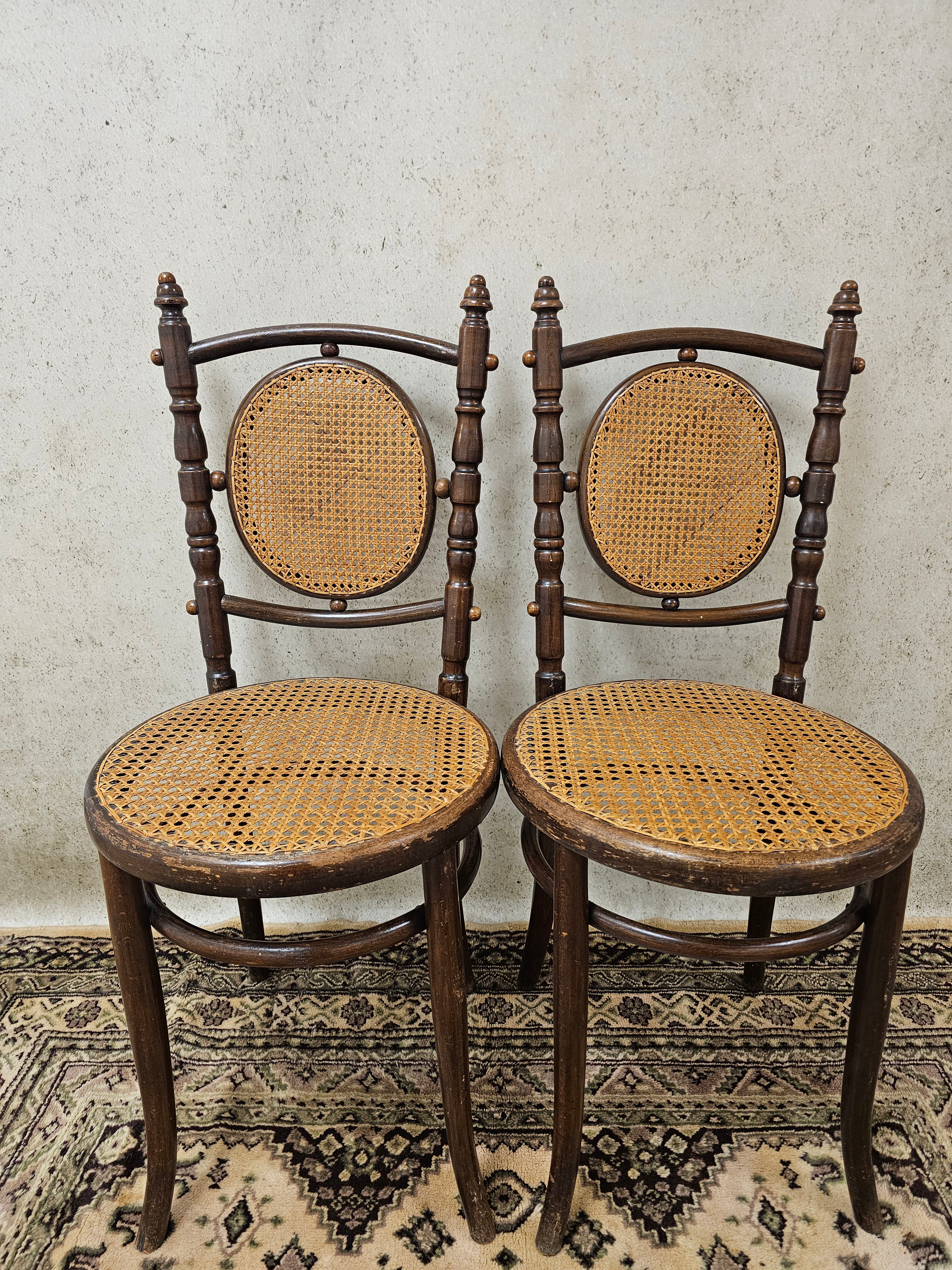 Vintage Fischel Thonet bistro stoelen set 2 stuks