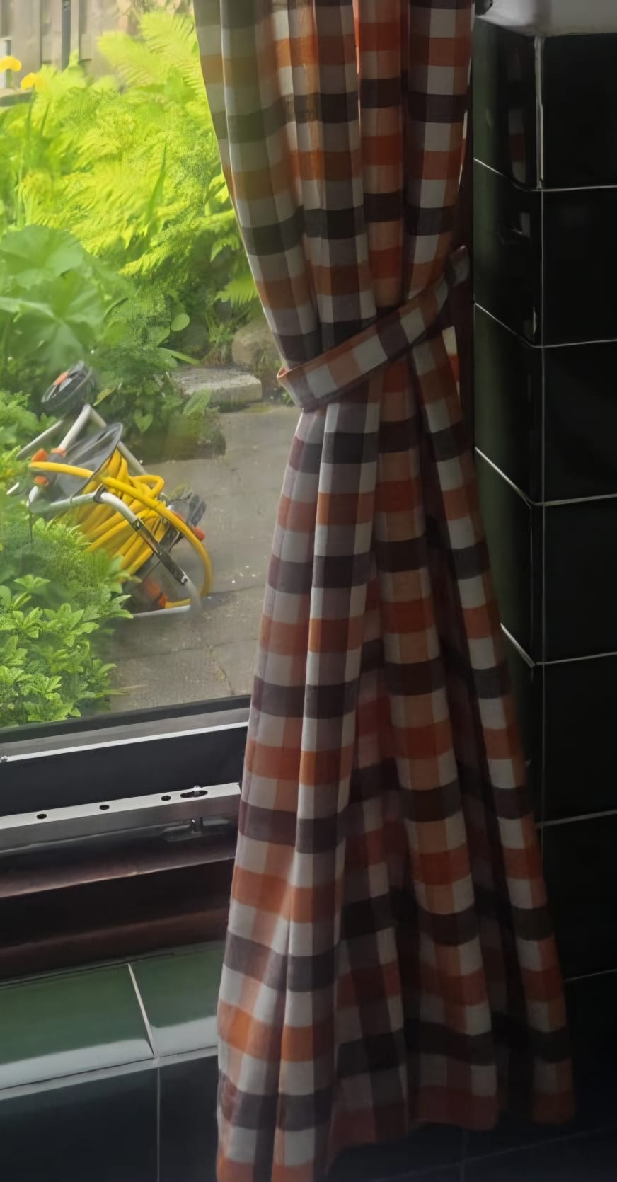 Vintage keukengordijnen jaren 70 geruit