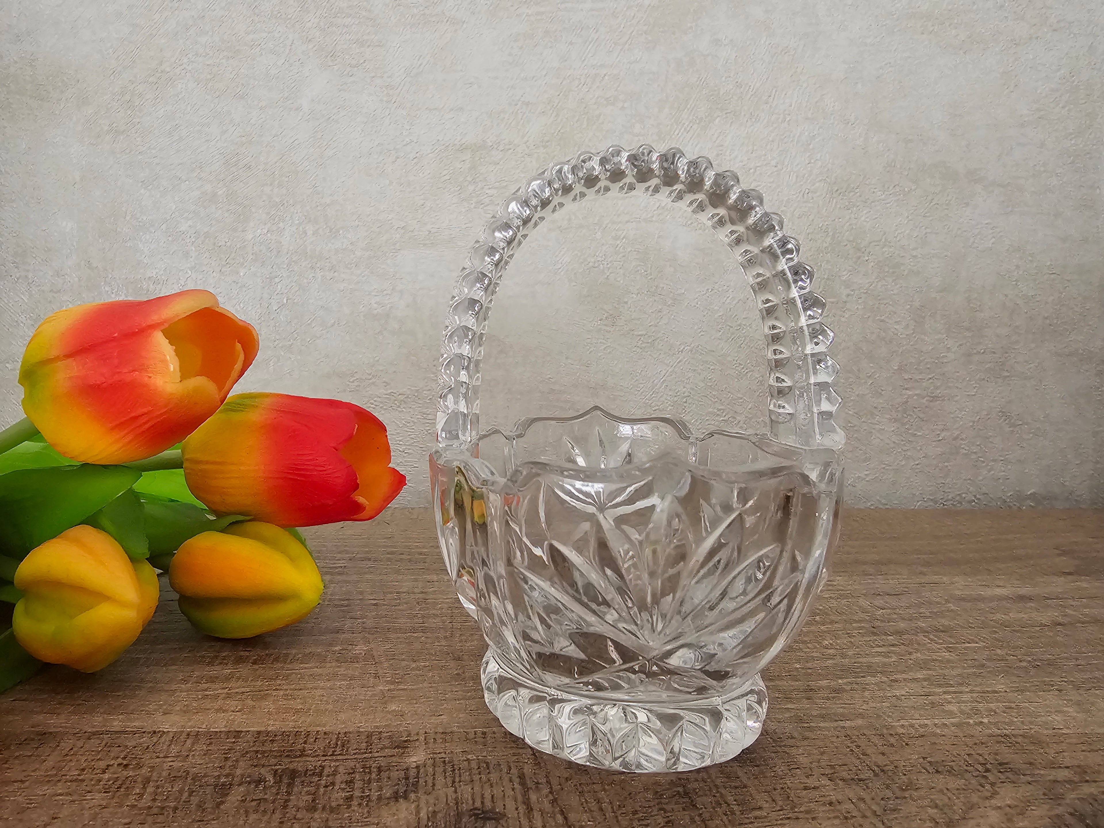 Vintage Glazen bonbon mandje