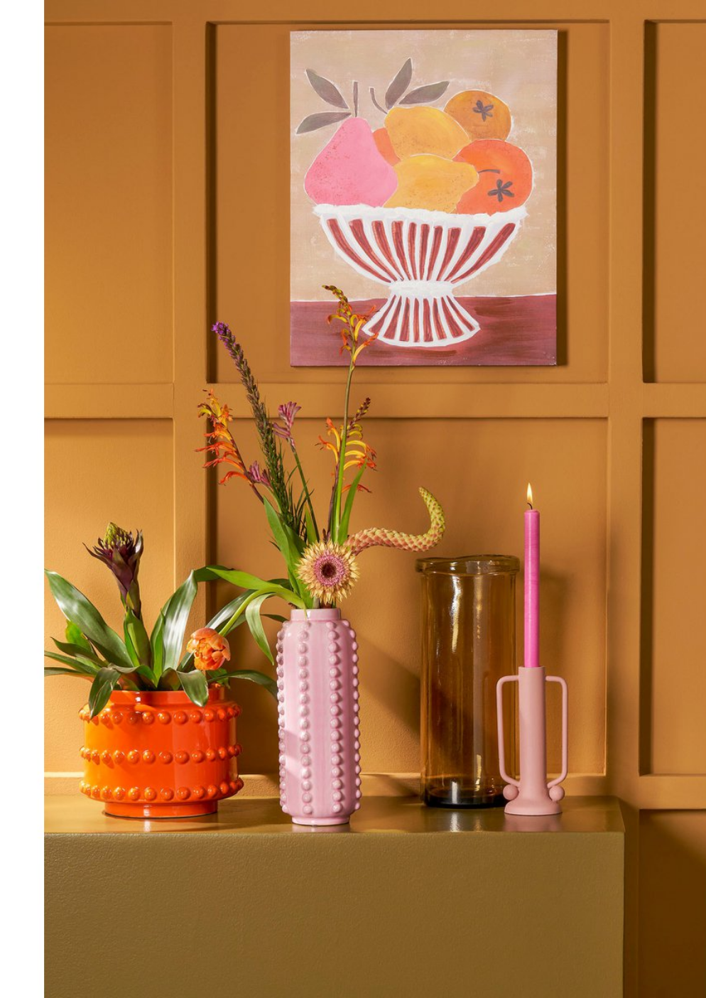 Retro oranje bloempot 19 x  Ø22 cm